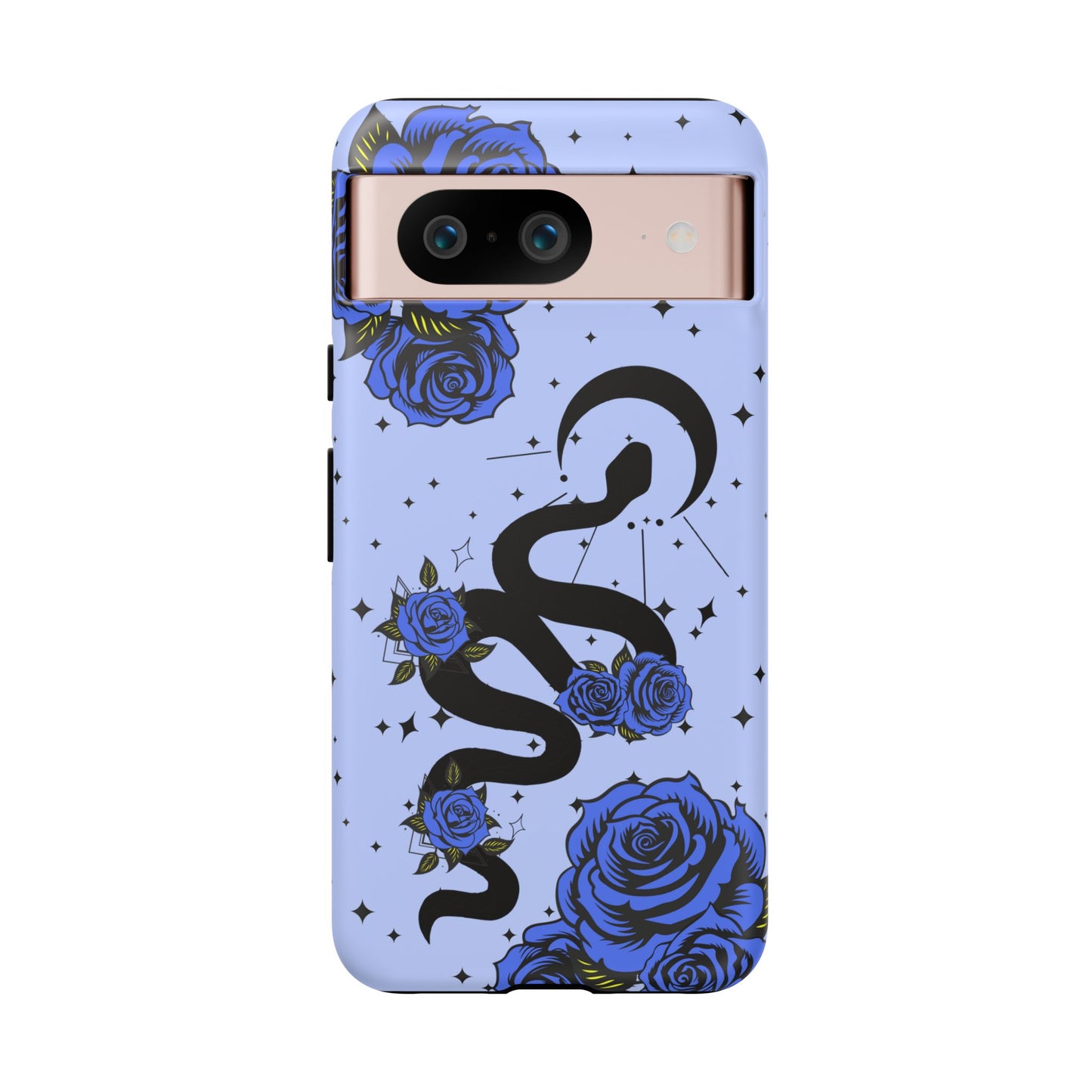 Blue Rose Crescent Moon Snake Google Pixel Phone Case for Android Devices