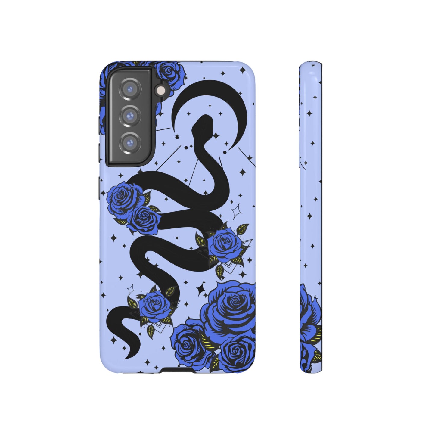 Blue Rose Crescent Moon Snake Samsung Galaxy Case for Android Devices