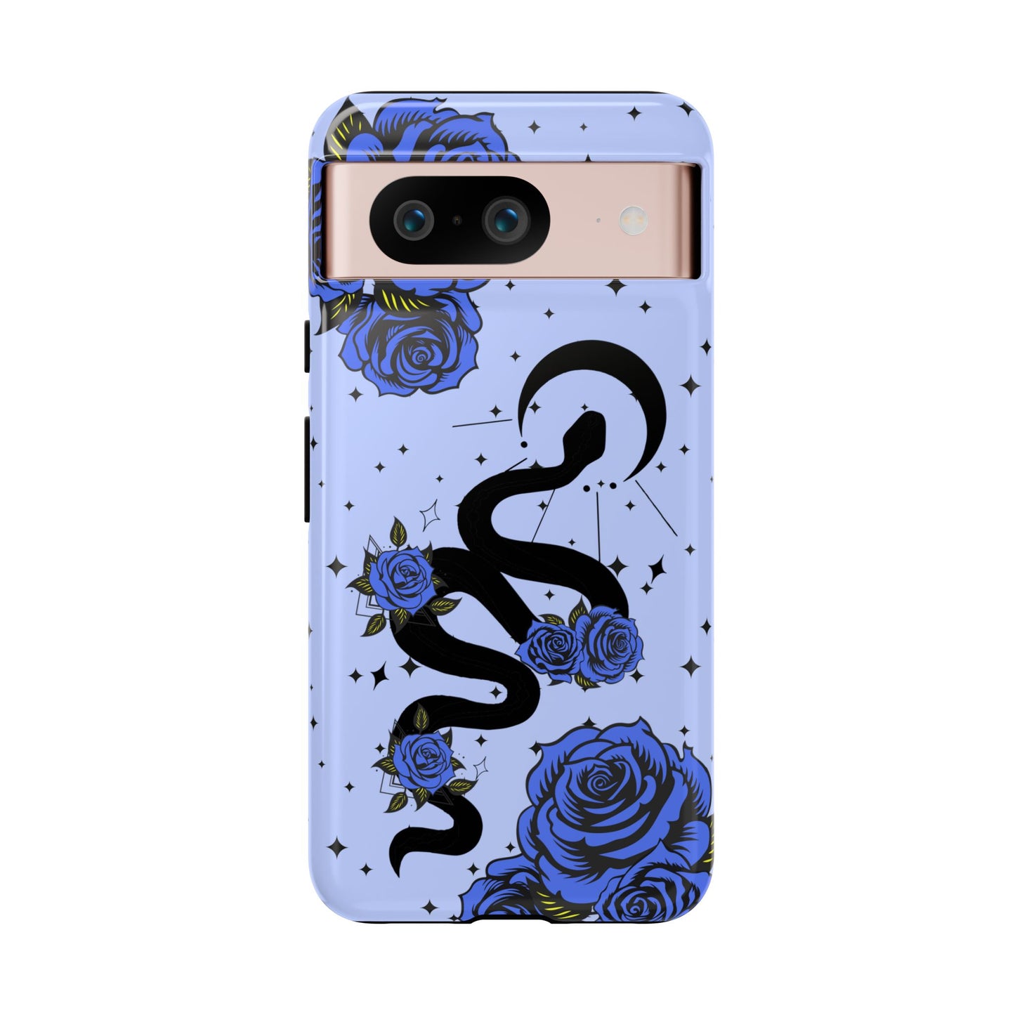 Blue Rose Crescent Moon Snake Google Pixel Phone Case for Android Devices