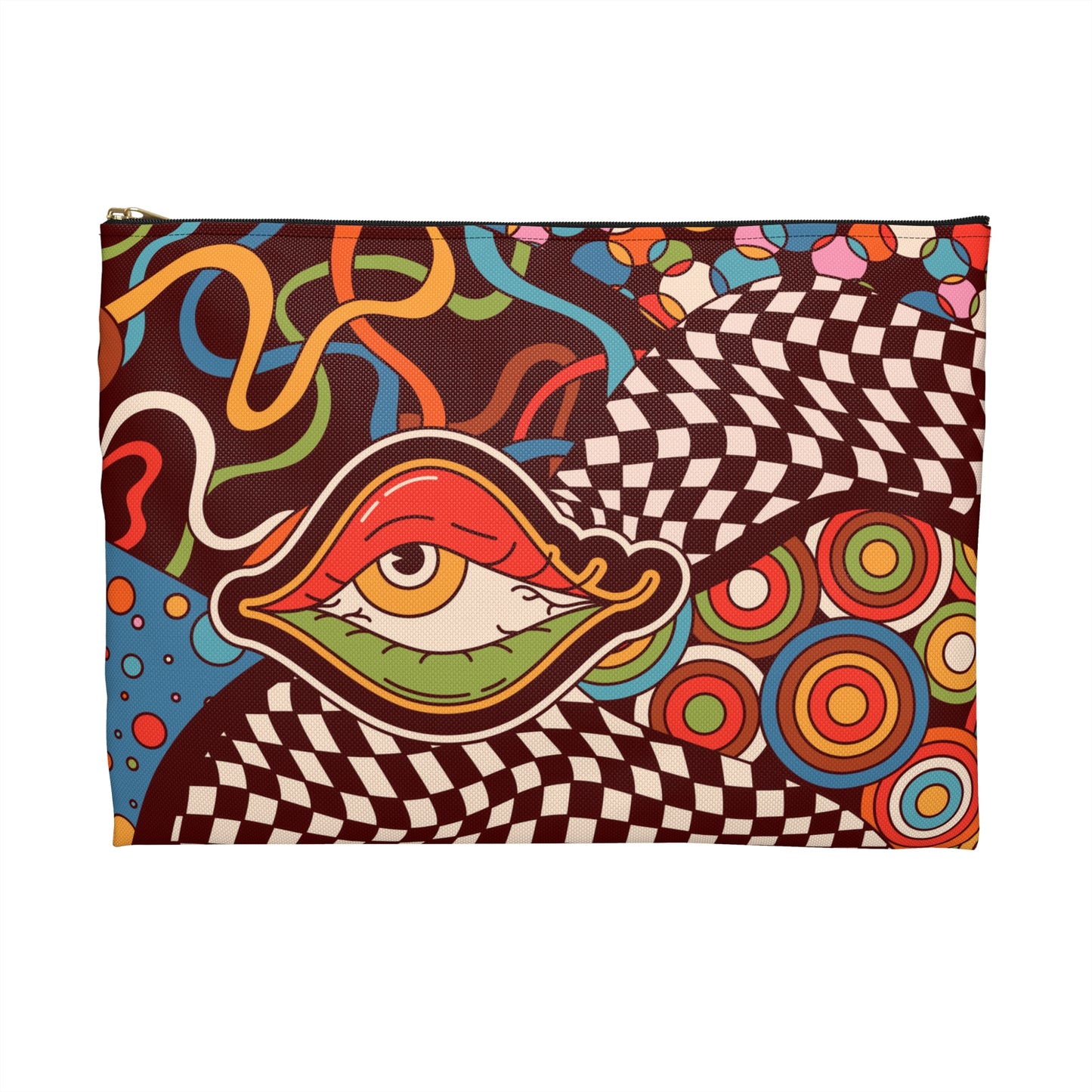 Zipper Pouch - 'Emotional Baggage' Trippy Checkerboard Eye Design