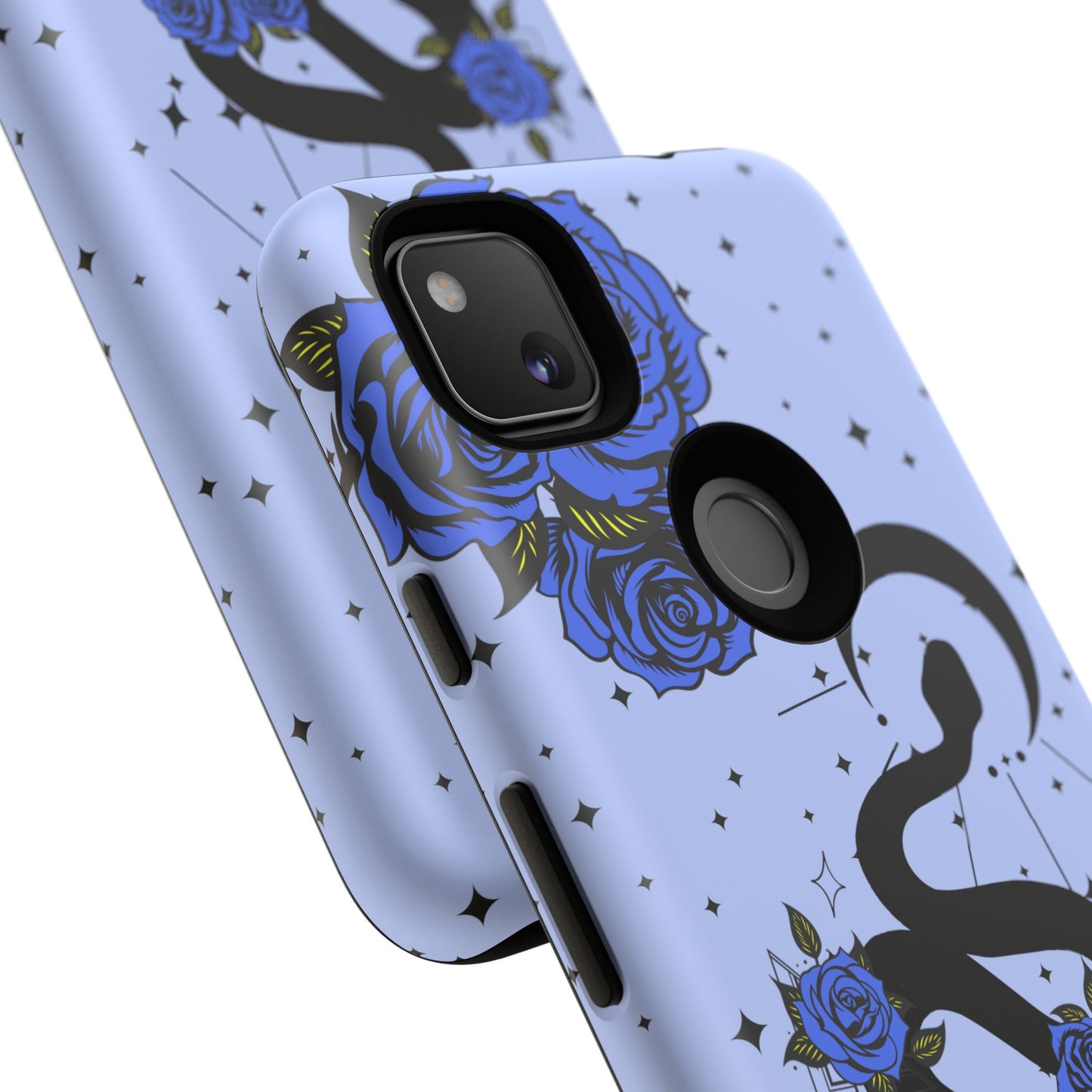 Blue Rose Crescent Moon Snake Google Pixel Phone Case for Android Devices