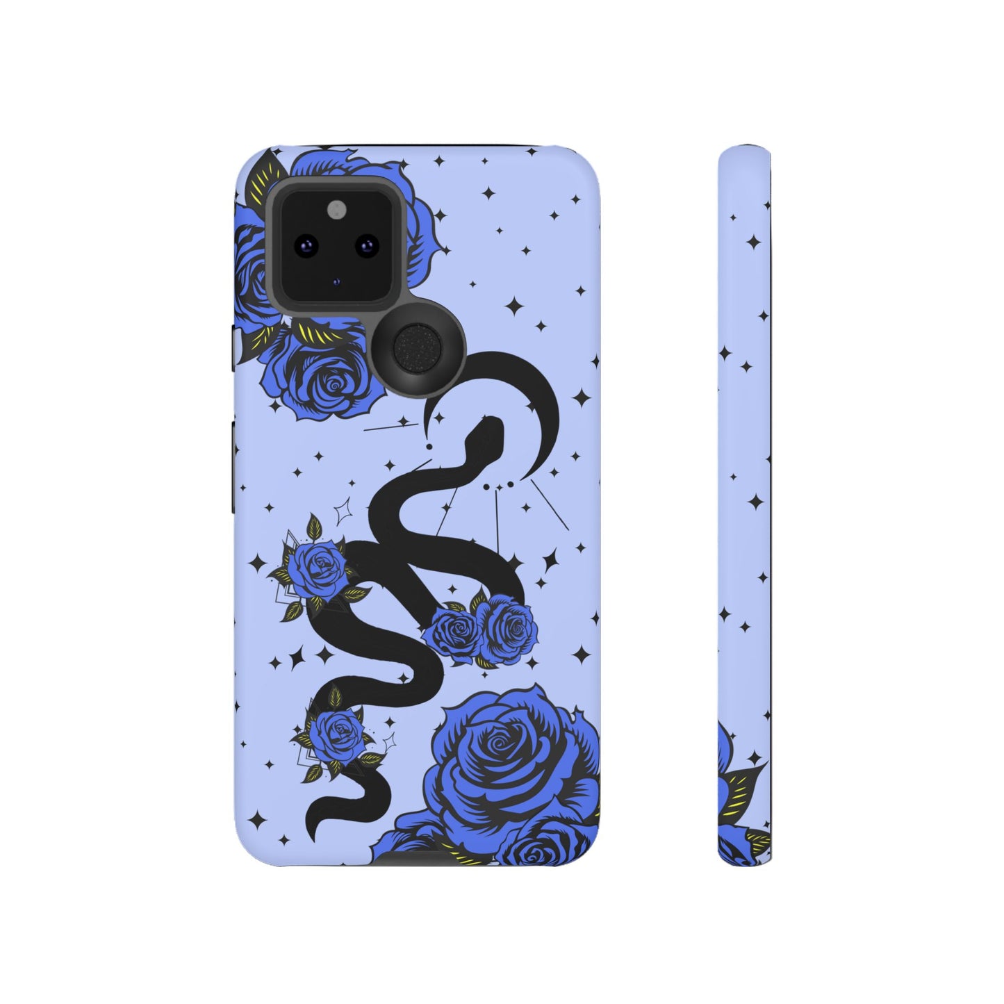 Blue Rose Crescent Moon Snake Google Pixel Phone Case for Android Devices