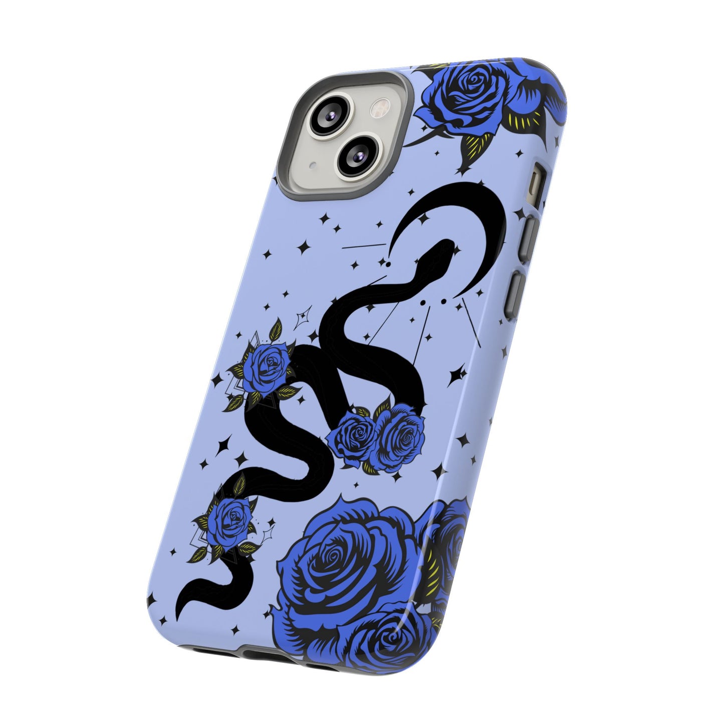 Blue Roses Crescent Moon Snake iPhone Case for iOS Devices