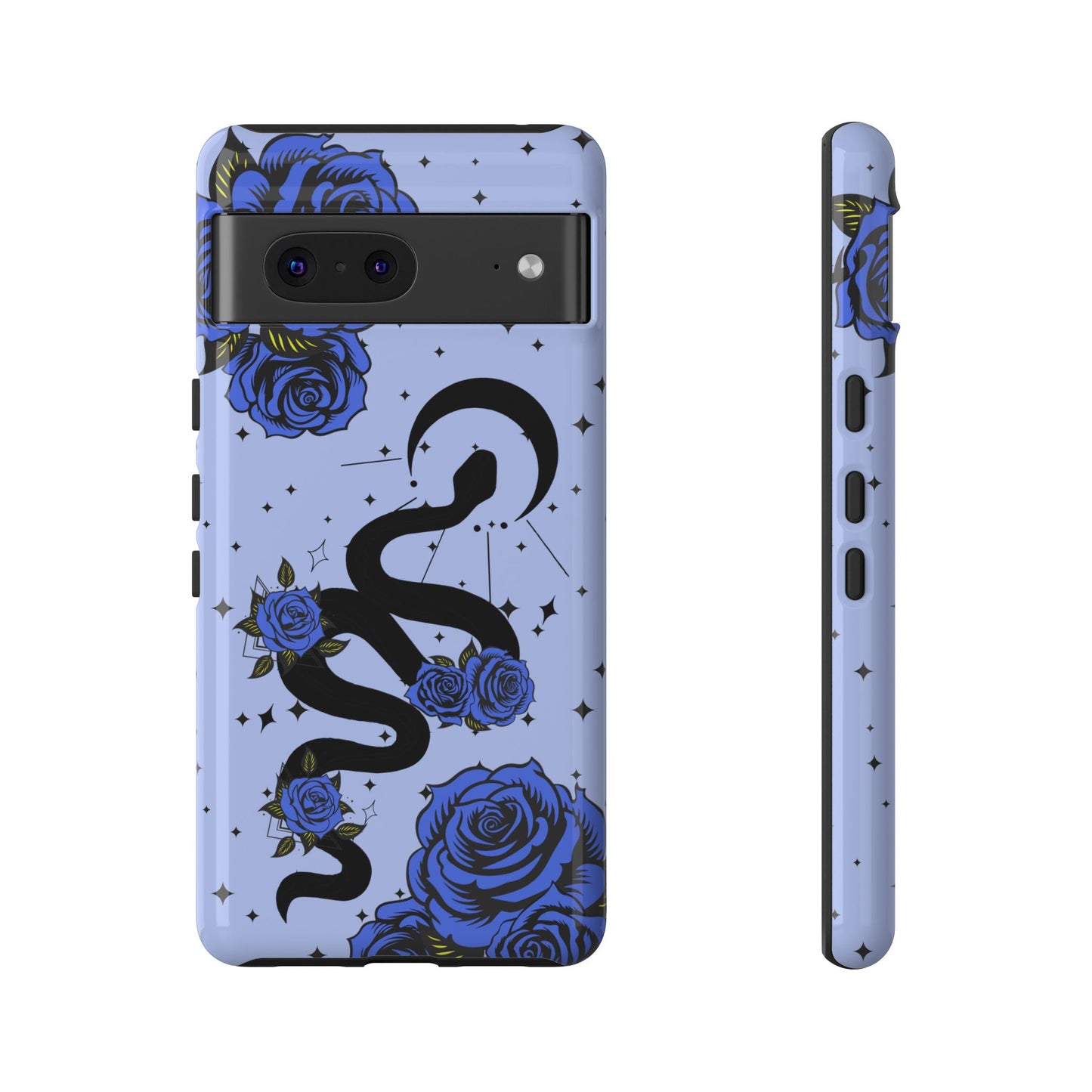 Blue Rose Crescent Moon Snake Google Pixel Phone Case for Android Devices