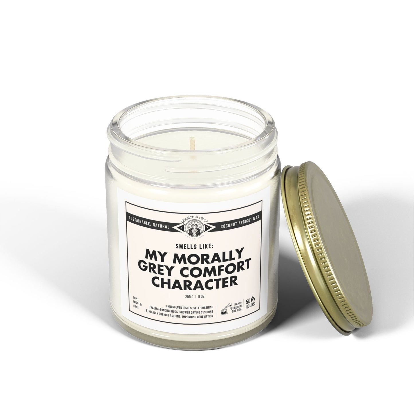 My Morally Grey Comfort Character | Scented Coconut Apricot Wax Candle 9oz