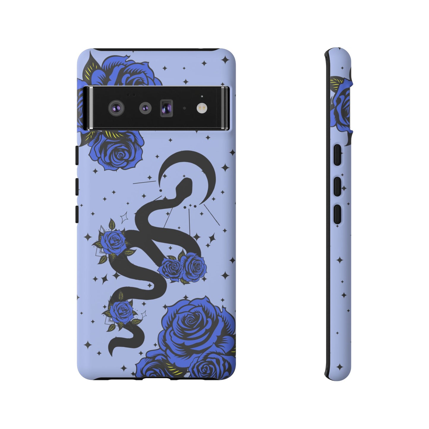 Blue Rose Crescent Moon Snake Google Pixel Phone Case for Android Devices