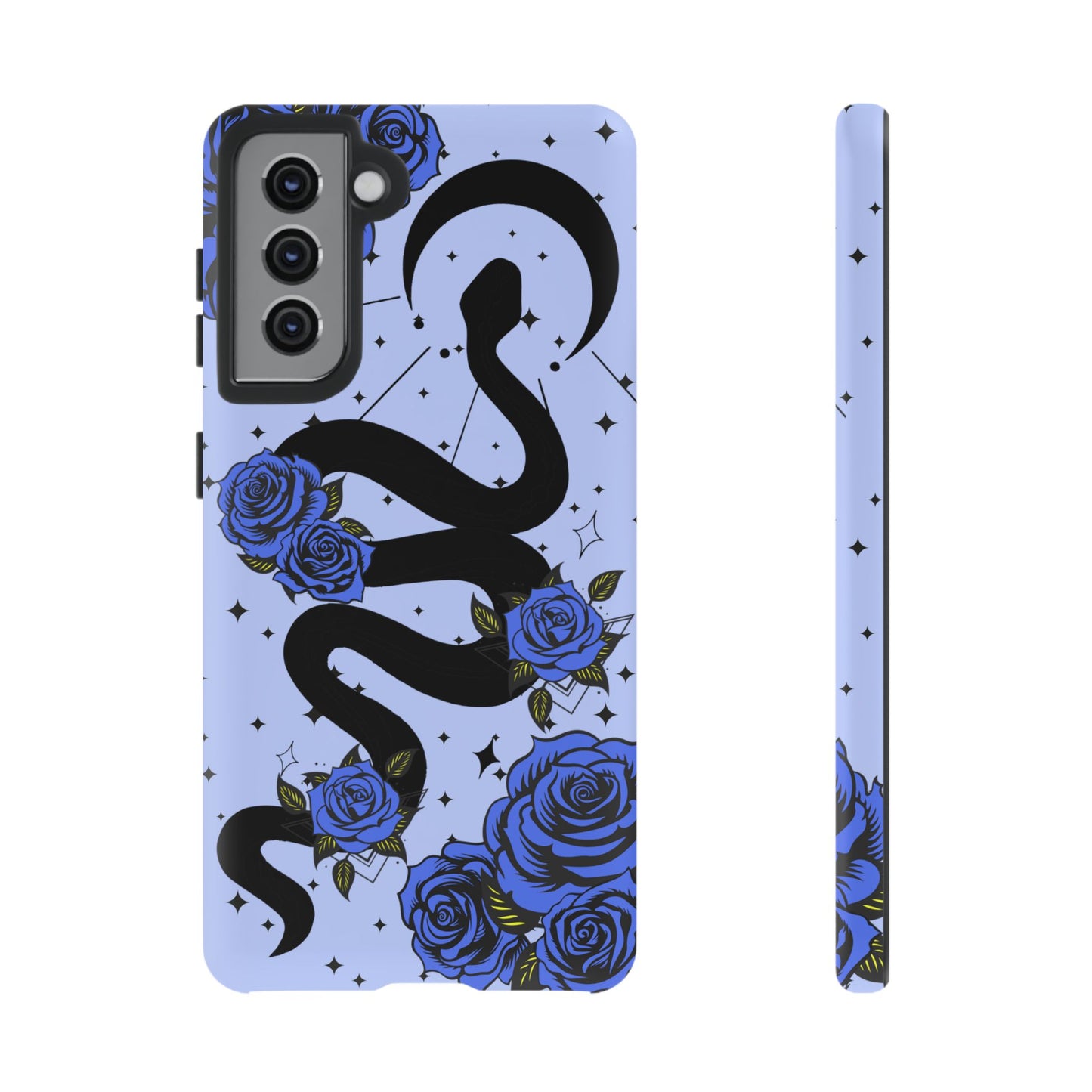 Blue Rose Crescent Moon Snake Samsung Galaxy Case for Android Devices