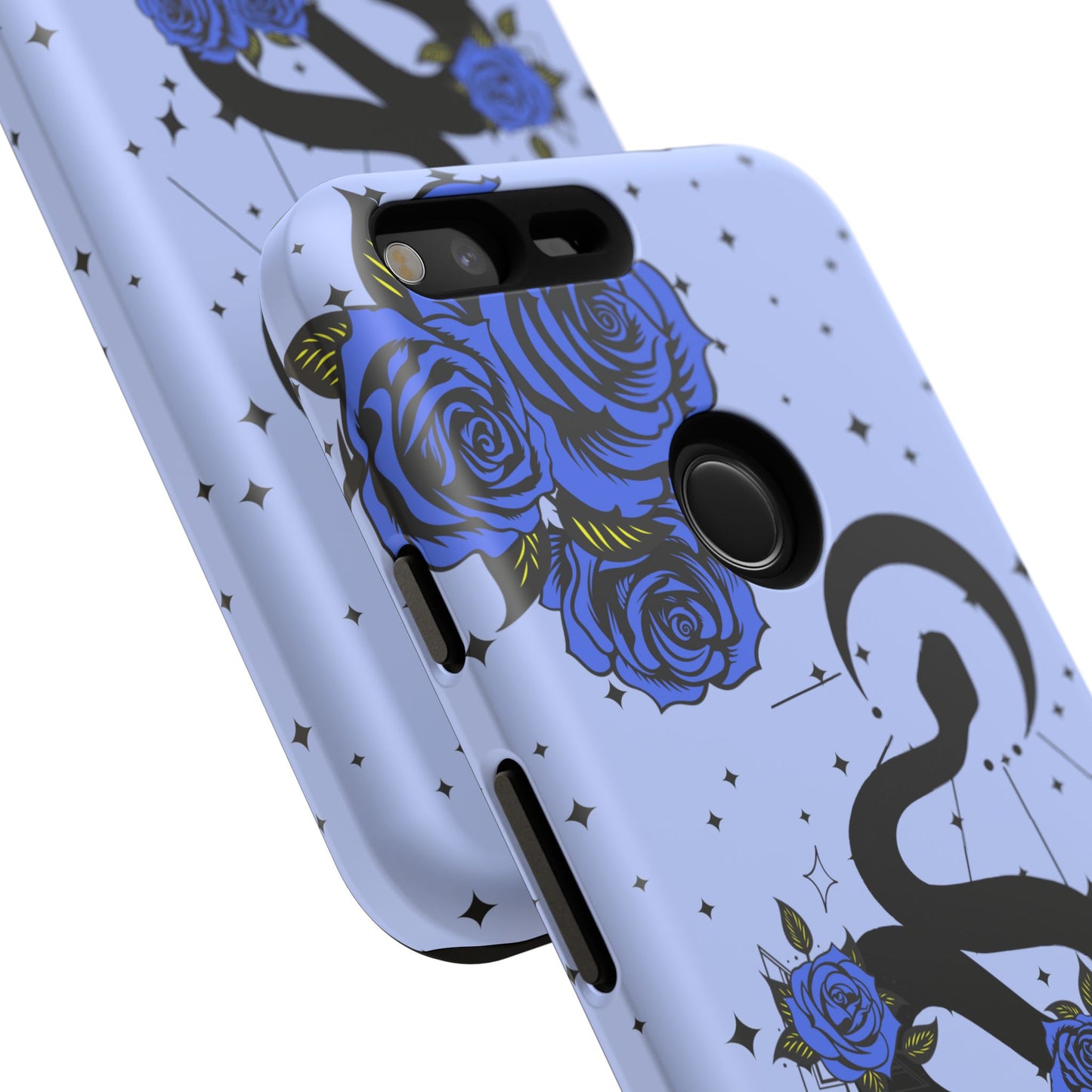 Blue Rose Crescent Moon Snake Google Pixel Phone Case for Android Devices