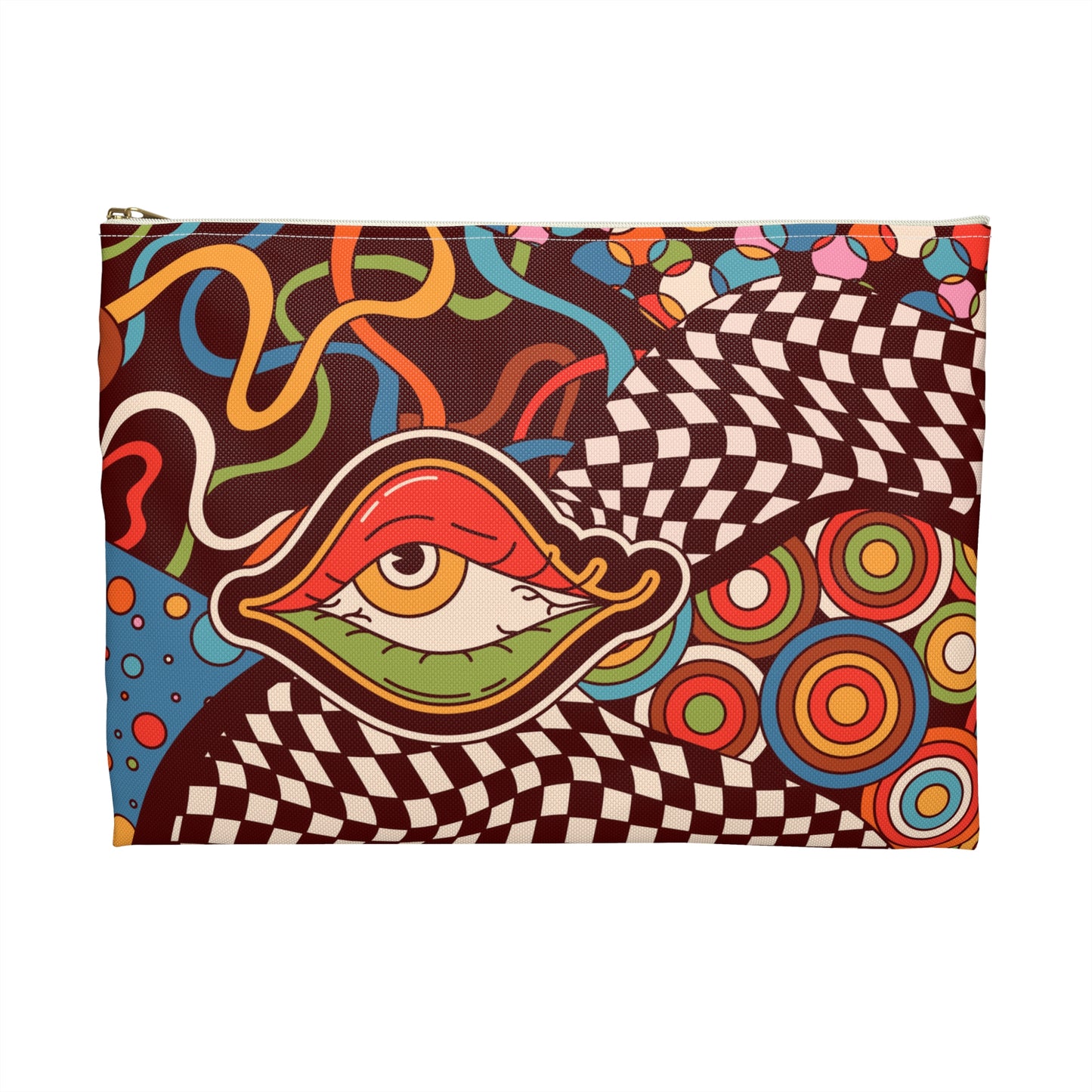 Zipper Pouch - 'Emotional Baggage' Trippy Checkerboard Eye Design