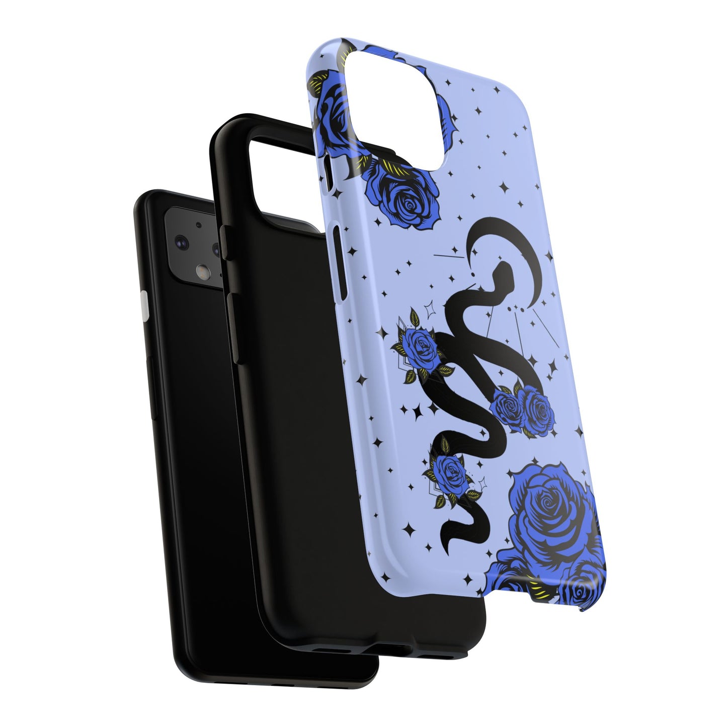 Blue Rose Crescent Moon Snake Google Pixel Phone Case for Android Devices