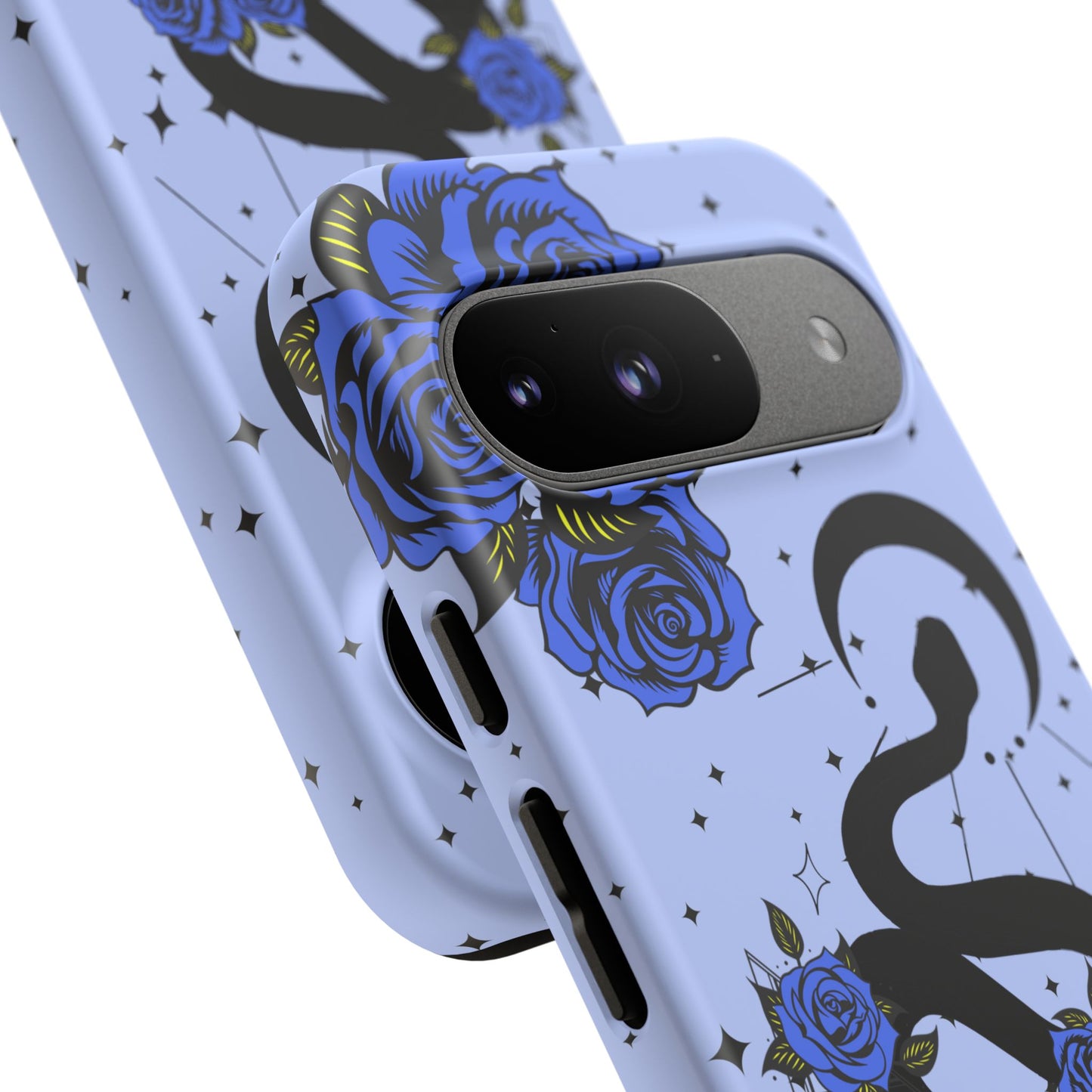 Blue Rose Crescent Moon Snake Google Pixel Phone Case for Android Devices