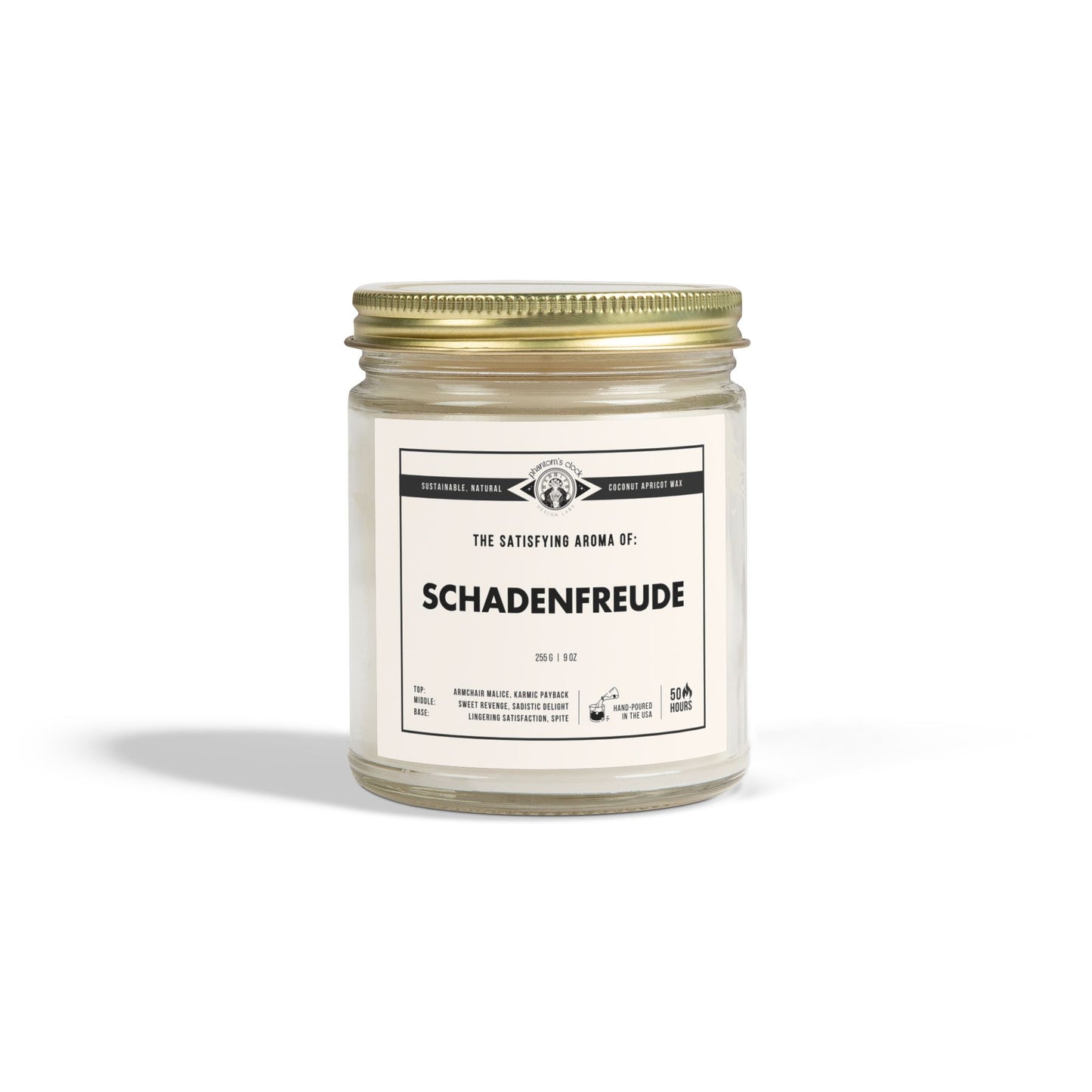 Funny Candle - Schadenfreude | Scented Coconut Apricot Wax Candle 9oz