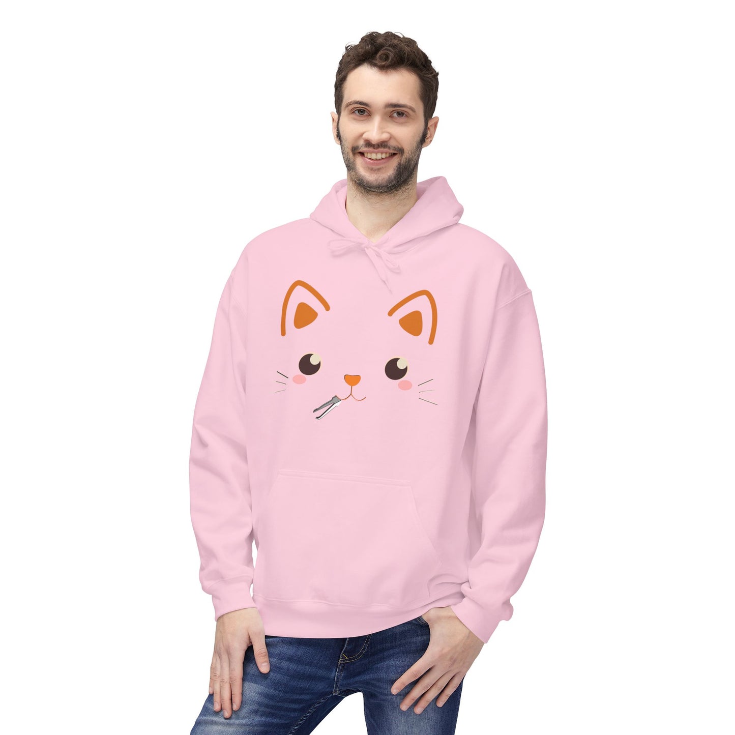 Kawaii Guilty Taco Cat - Front and Back Design Graphic Hoodie | Unisex Midweight Softstyle Fleece