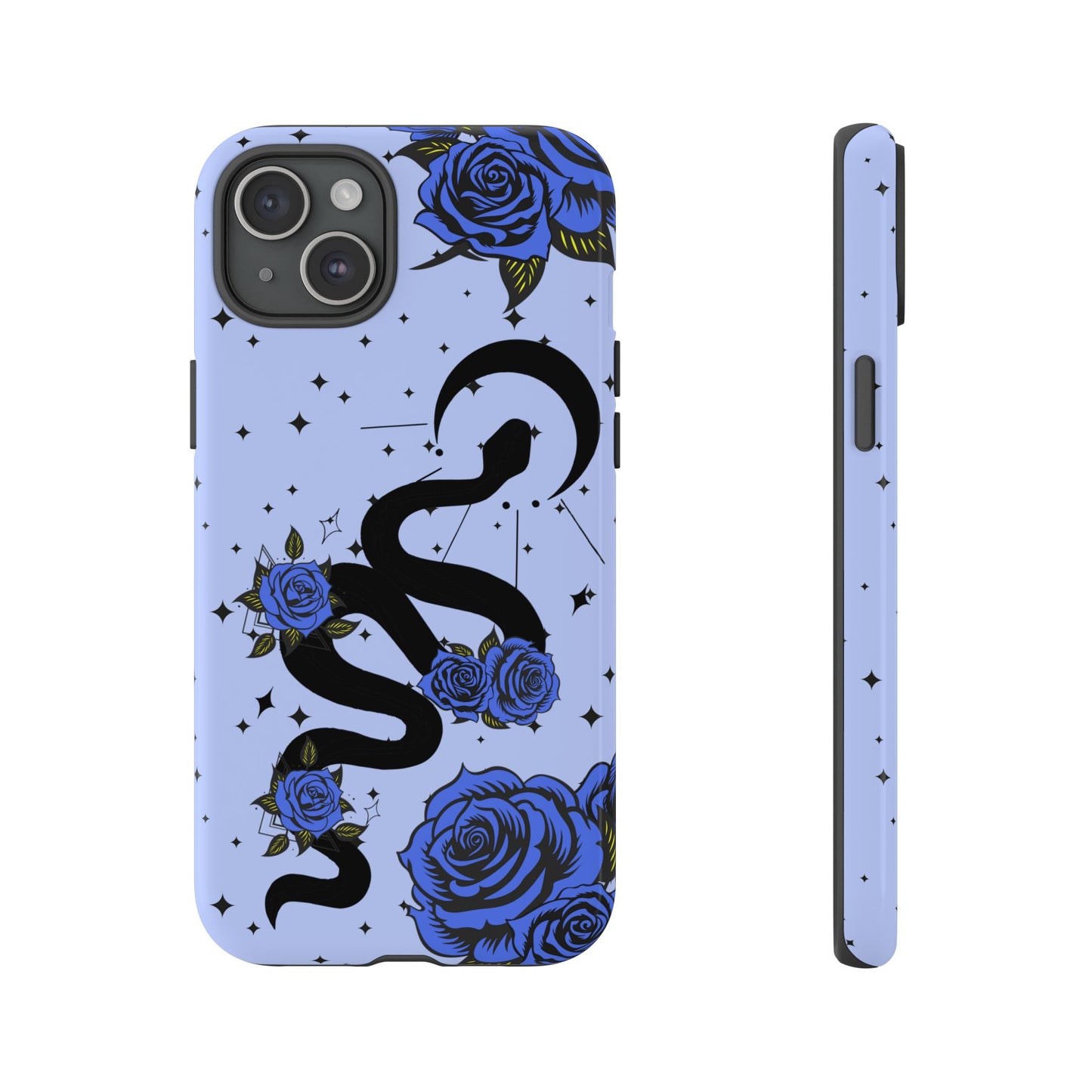 Blue Roses Crescent Moon Snake iPhone Case for iOS Devices