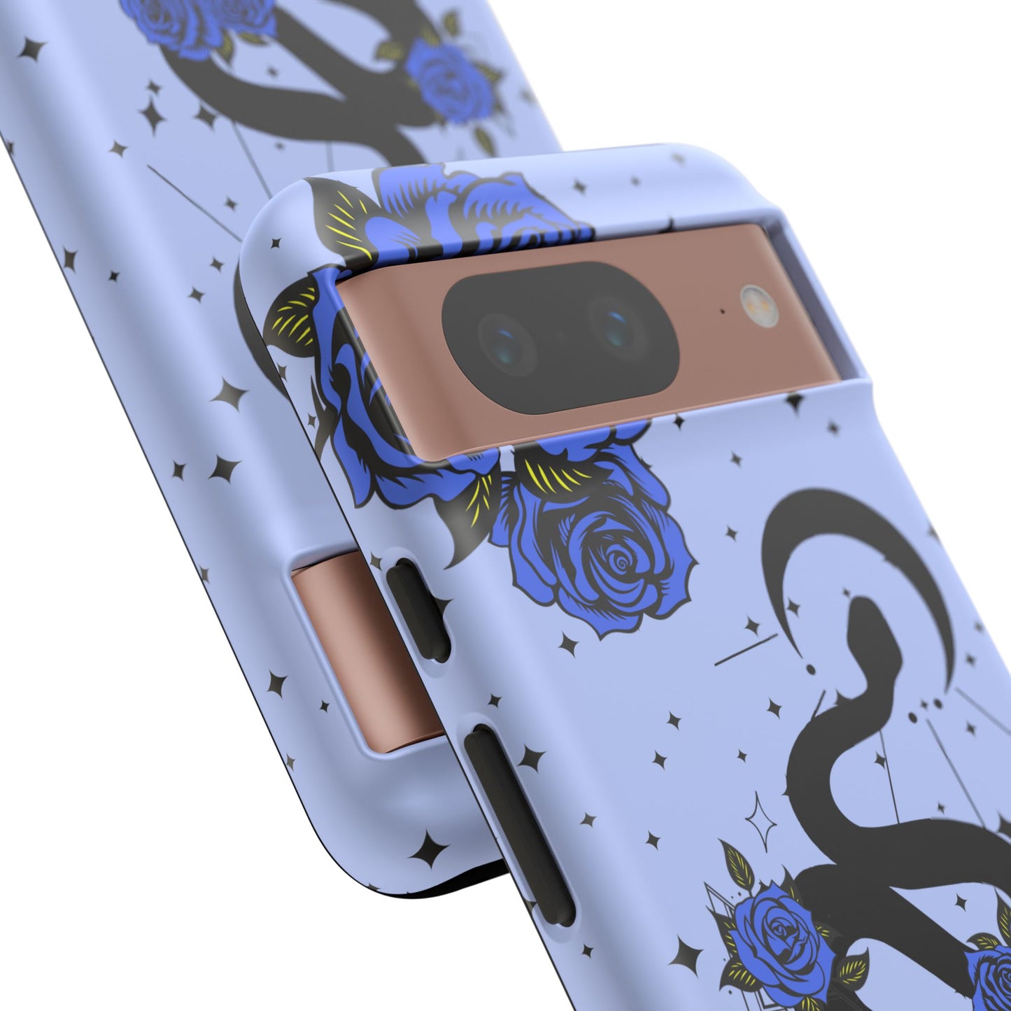 Blue Rose Crescent Moon Snake Google Pixel Phone Case for Android Devices