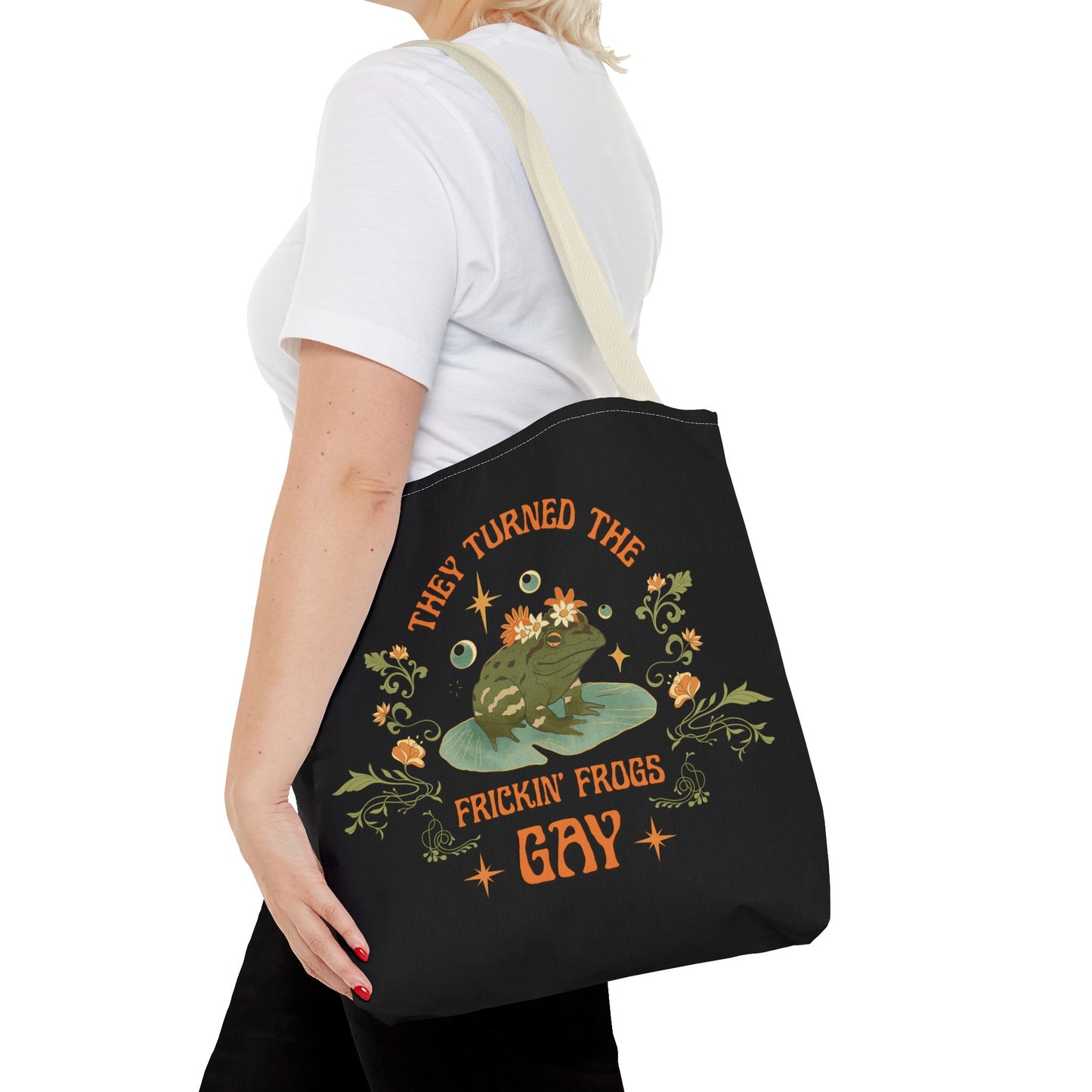 Canvas Tote - Art Nouveau Design - 'They Turned the Fricking Frogs Gay'
