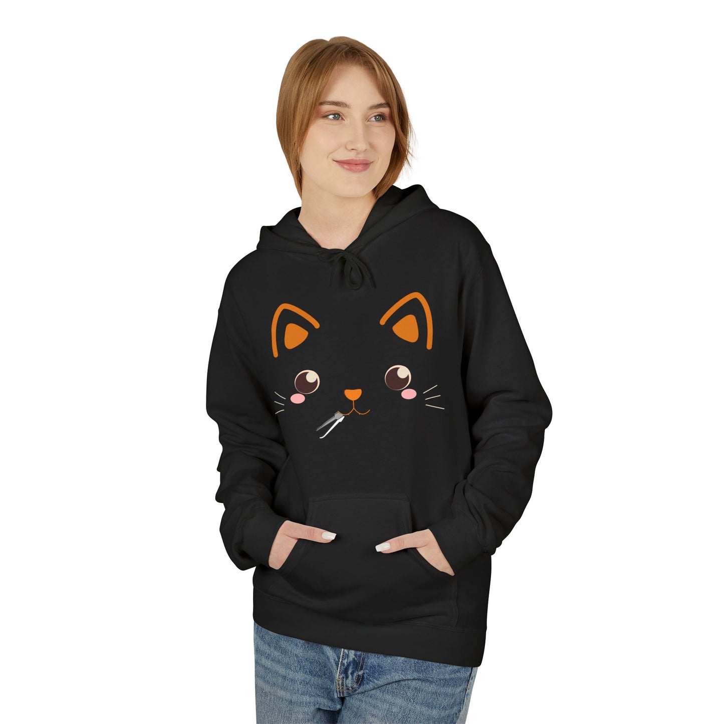 Kawaii Guilty Taco Cat - Front and Back Design Graphic Hoodie | Unisex Midweight Softstyle Fleece