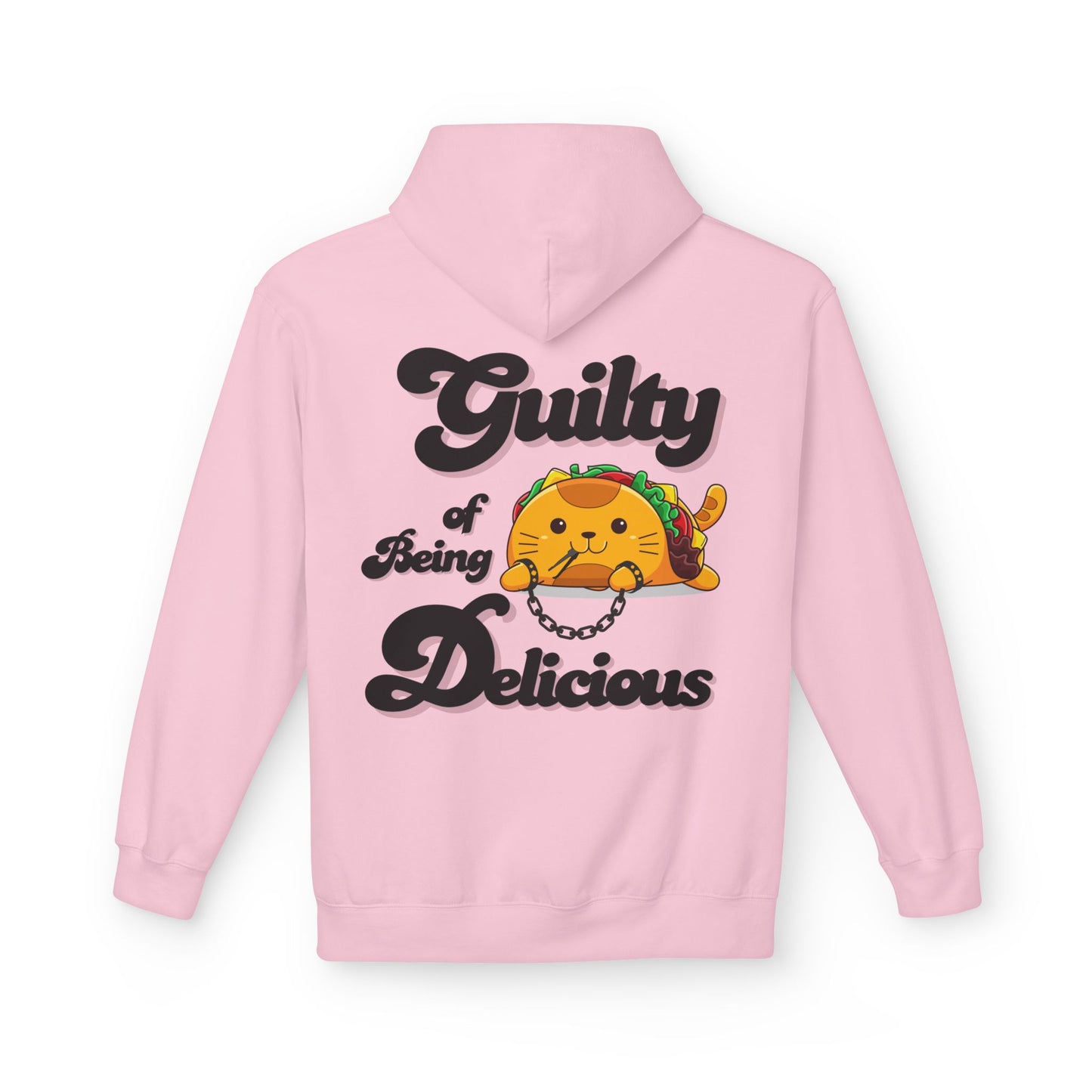 Kawaii Guilty Taco Cat - Front and Back Design Graphic Hoodie | Unisex Midweight Softstyle Fleece