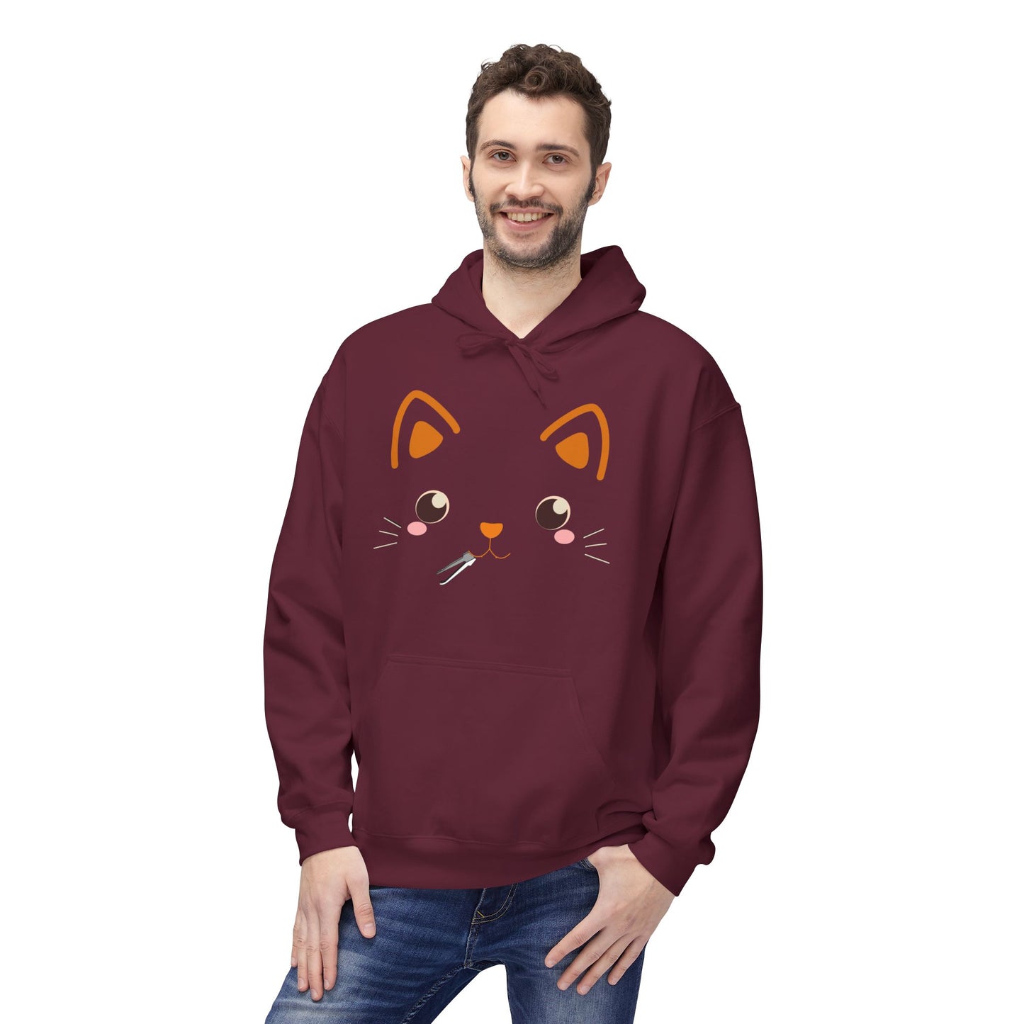 Kawaii Guilty Taco Cat - Front and Back Design Graphic Hoodie | Unisex Midweight Softstyle Fleece