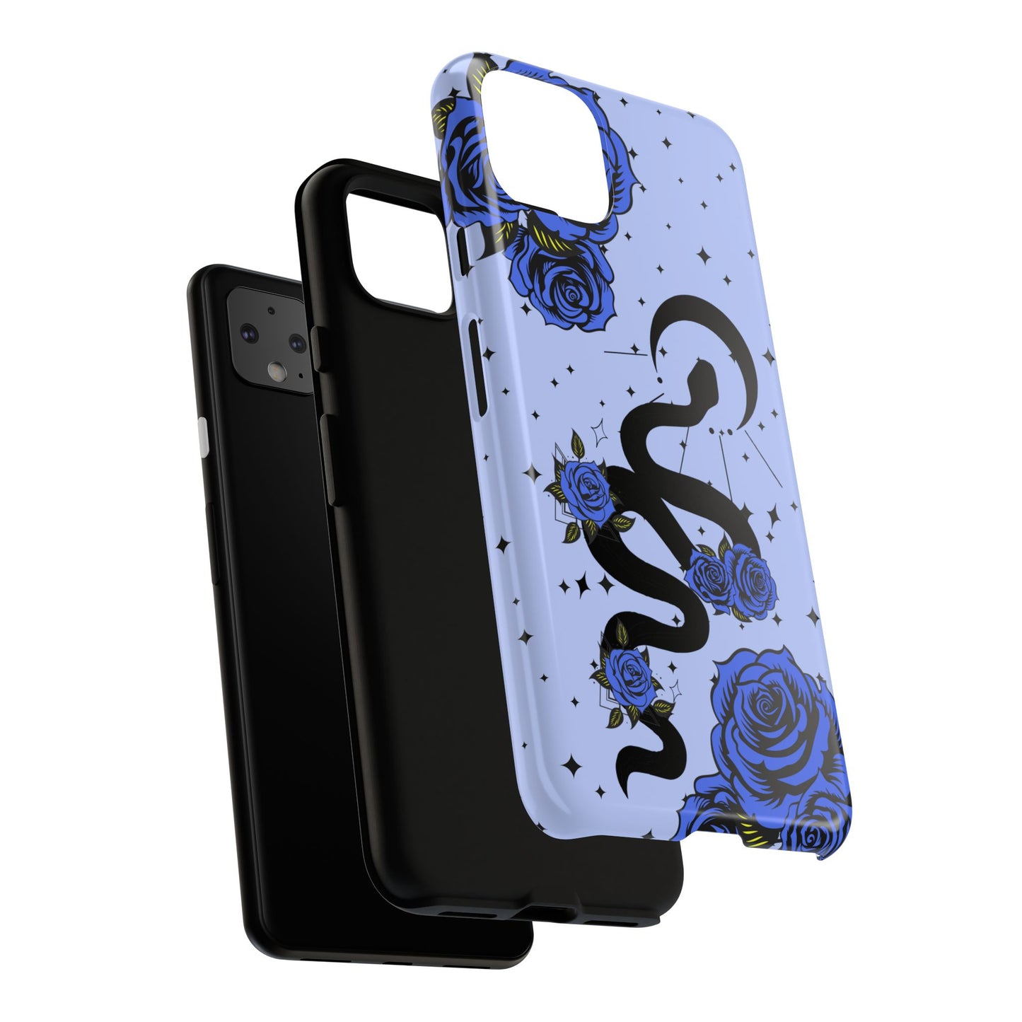 Blue Rose Crescent Moon Snake Google Pixel Phone Case for Android Devices