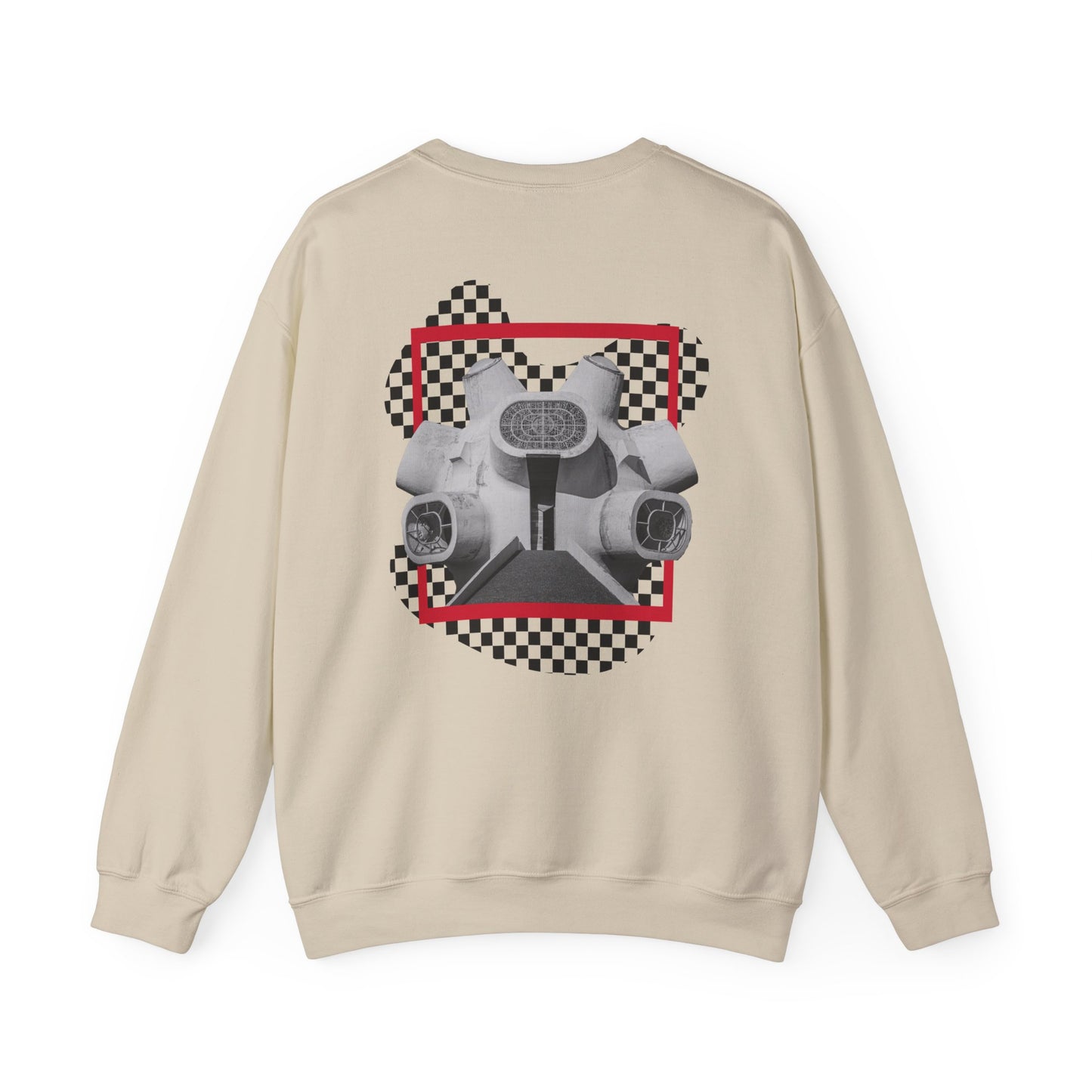 Adequate Parody Checkerboard Front and Back Graphic Pullover | Unisex Heavy Blend™ Crewneck Sweatshirt