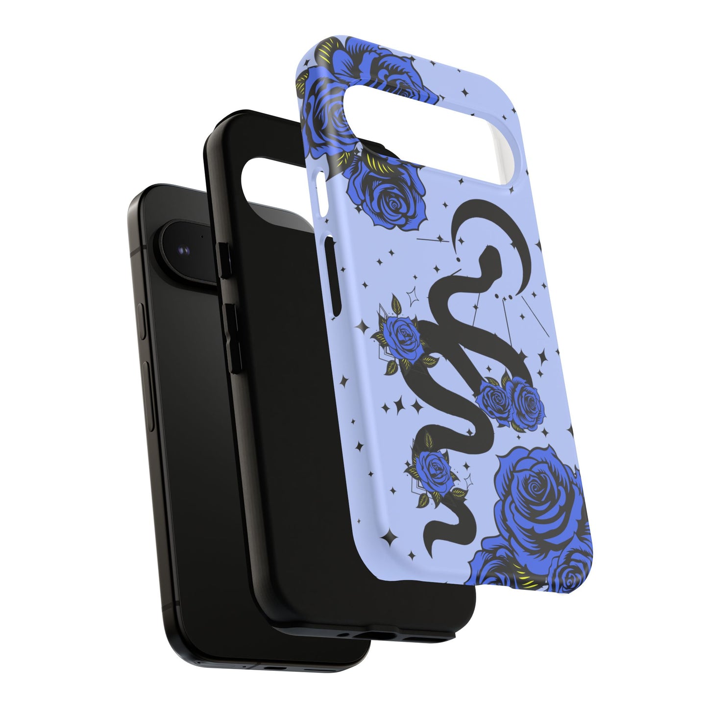 Blue Rose Crescent Moon Snake Google Pixel Phone Case for Android Devices