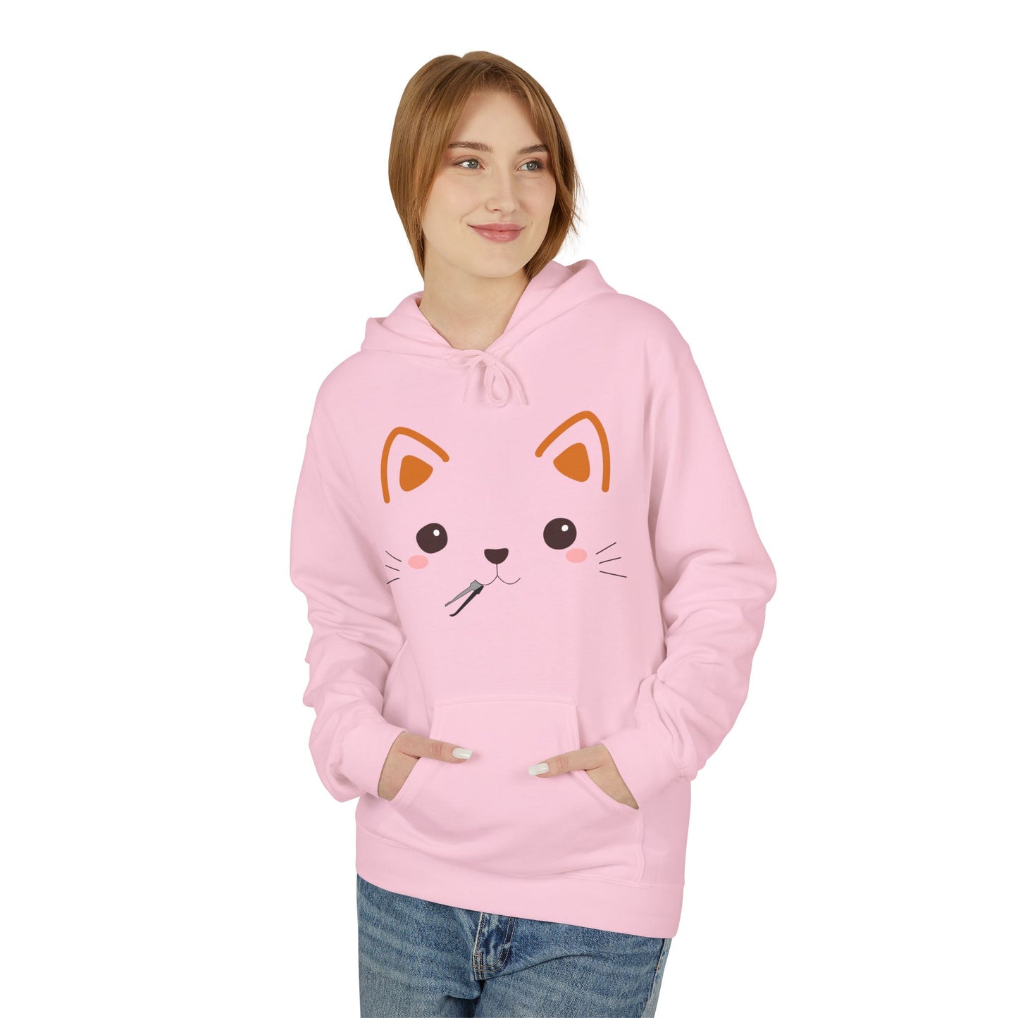 Kawaii Cat Lockpick Graphic Hoodie | Unisex Midweight Softstyle Fleece