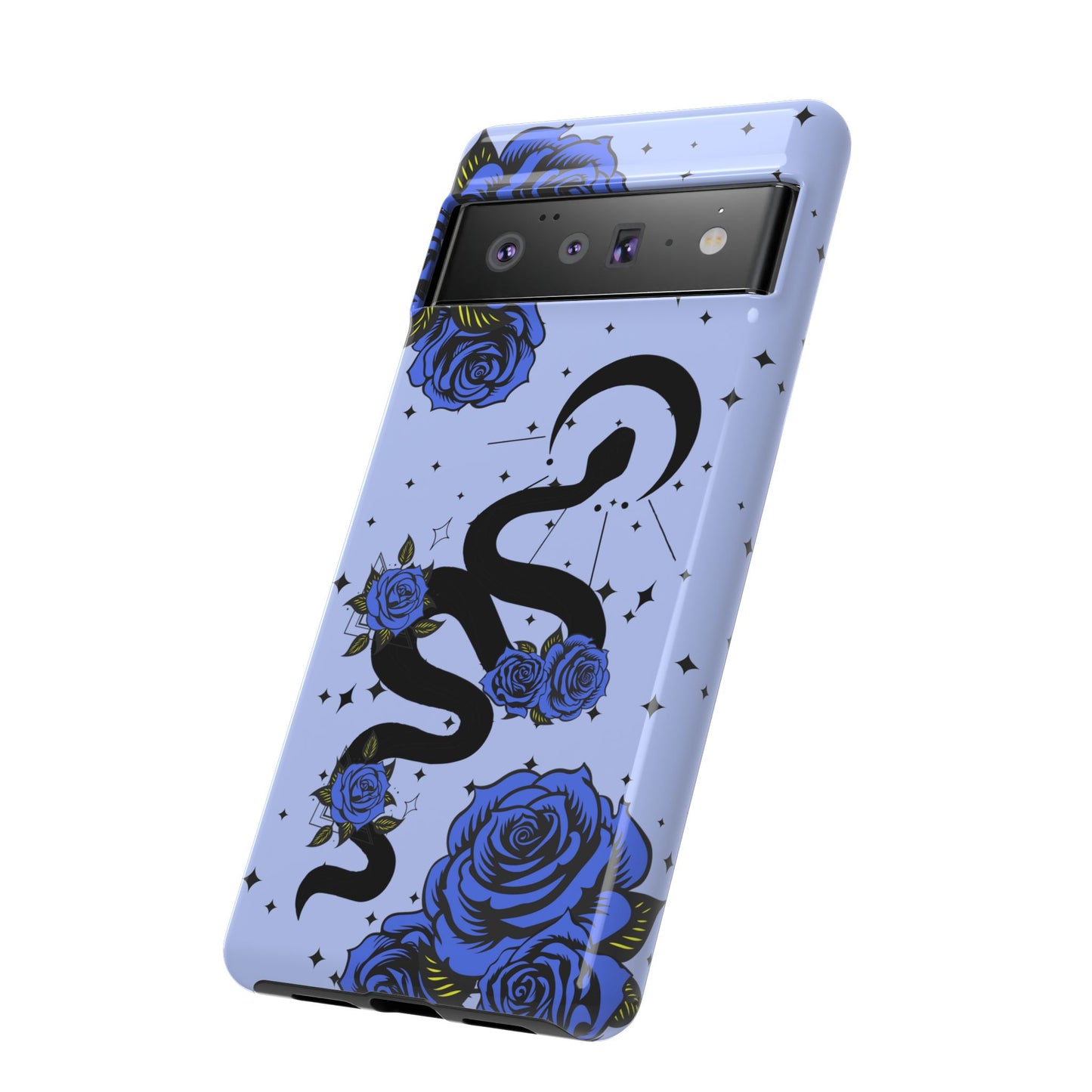 Blue Rose Crescent Moon Snake Google Pixel Phone Case for Android Devices