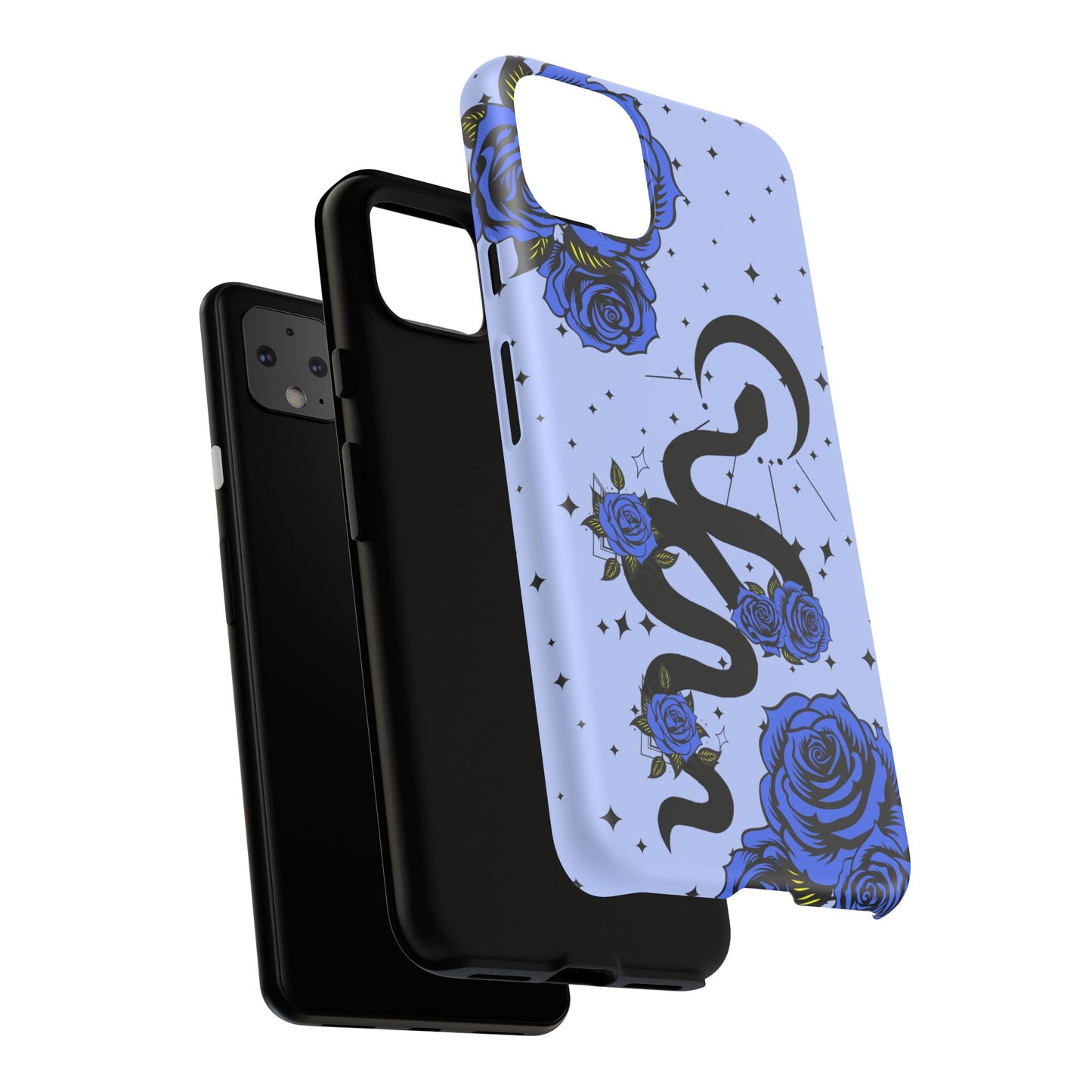 Blue Rose Crescent Moon Snake Google Pixel Phone Case for Android Devices
