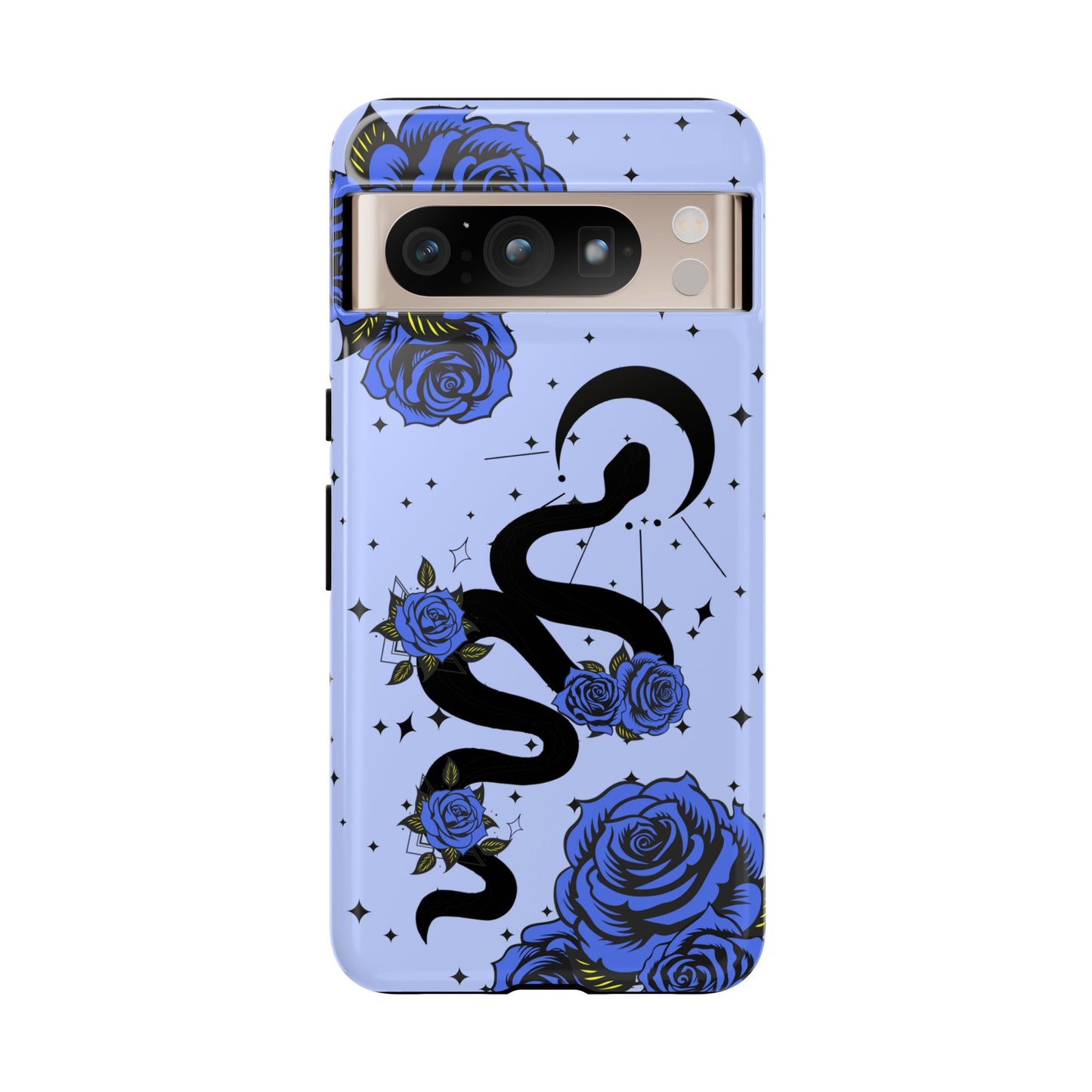 Blue Rose Crescent Moon Snake Google Pixel Phone Case for Android Devices