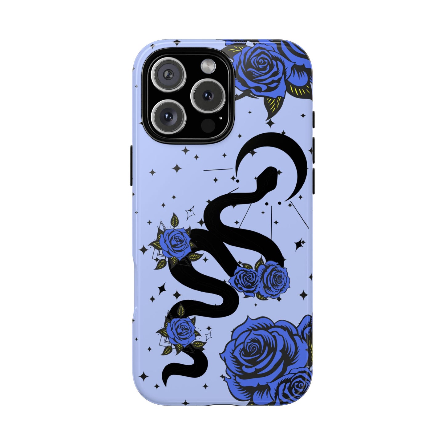 Blue Roses Crescent Moon Snake iPhone Case for iOS Devices