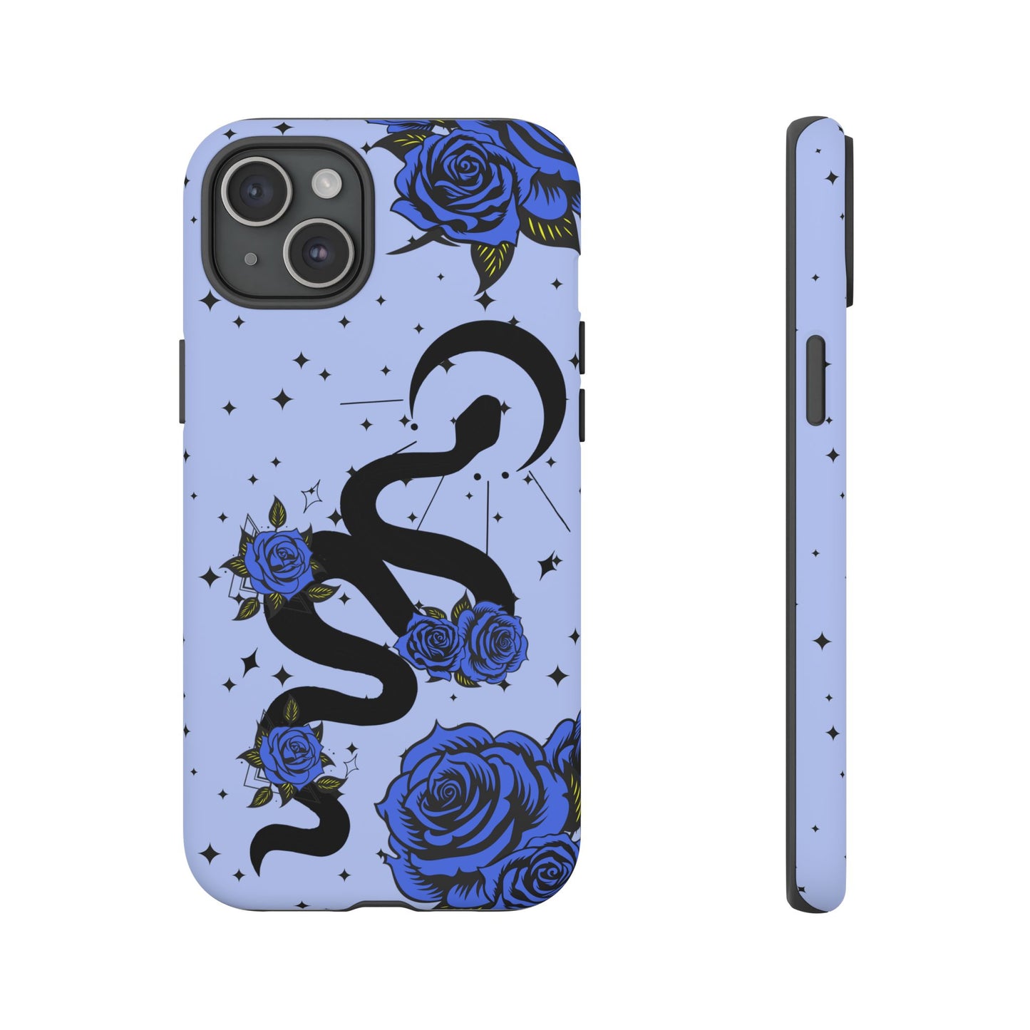 Blue Roses Crescent Moon Snake iPhone Case for iOS Devices