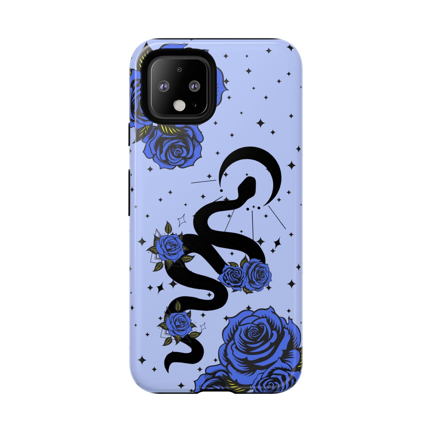 Blue Rose Crescent Moon Snake Google Pixel Phone Case for Android Devices