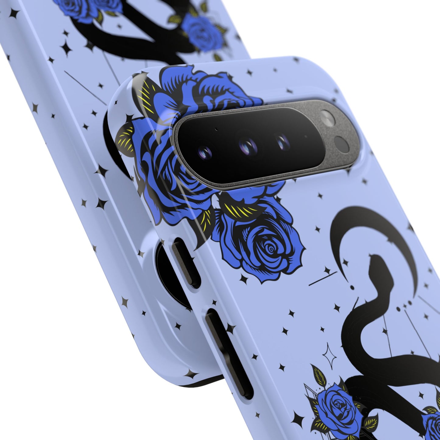 Blue Rose Crescent Moon Snake Google Pixel Phone Case for Android Devices