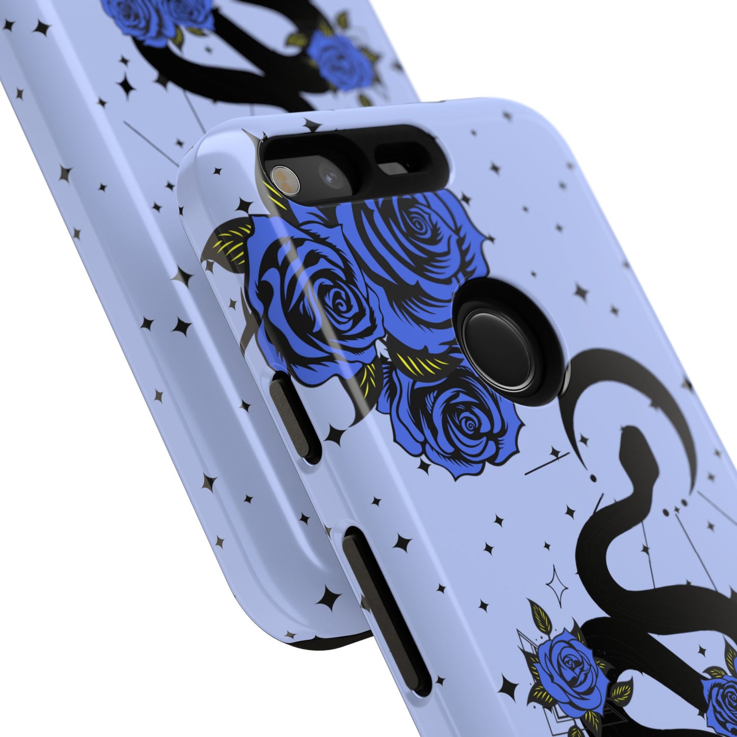 Blue Rose Crescent Moon Snake Google Pixel Phone Case for Android Devices