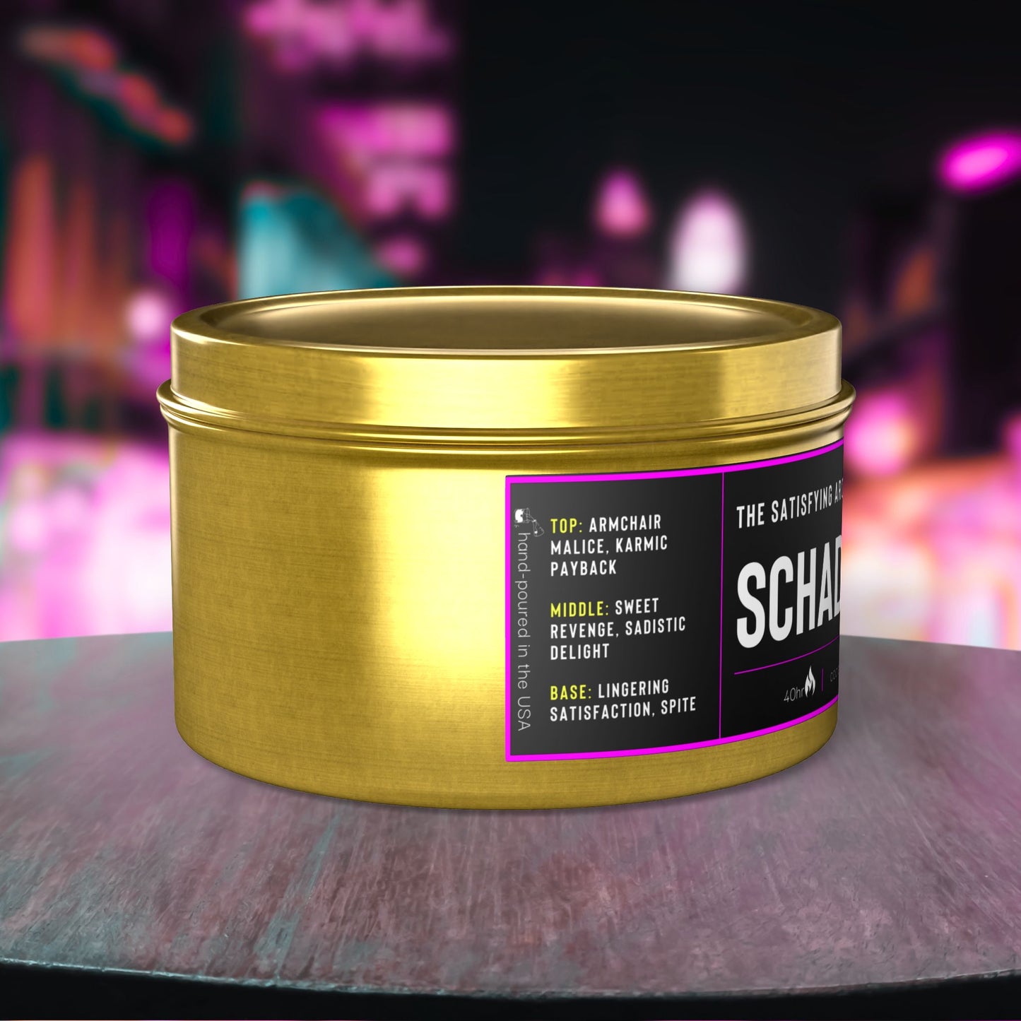 Schadenfreude | Aromatherapy Tin Candles
