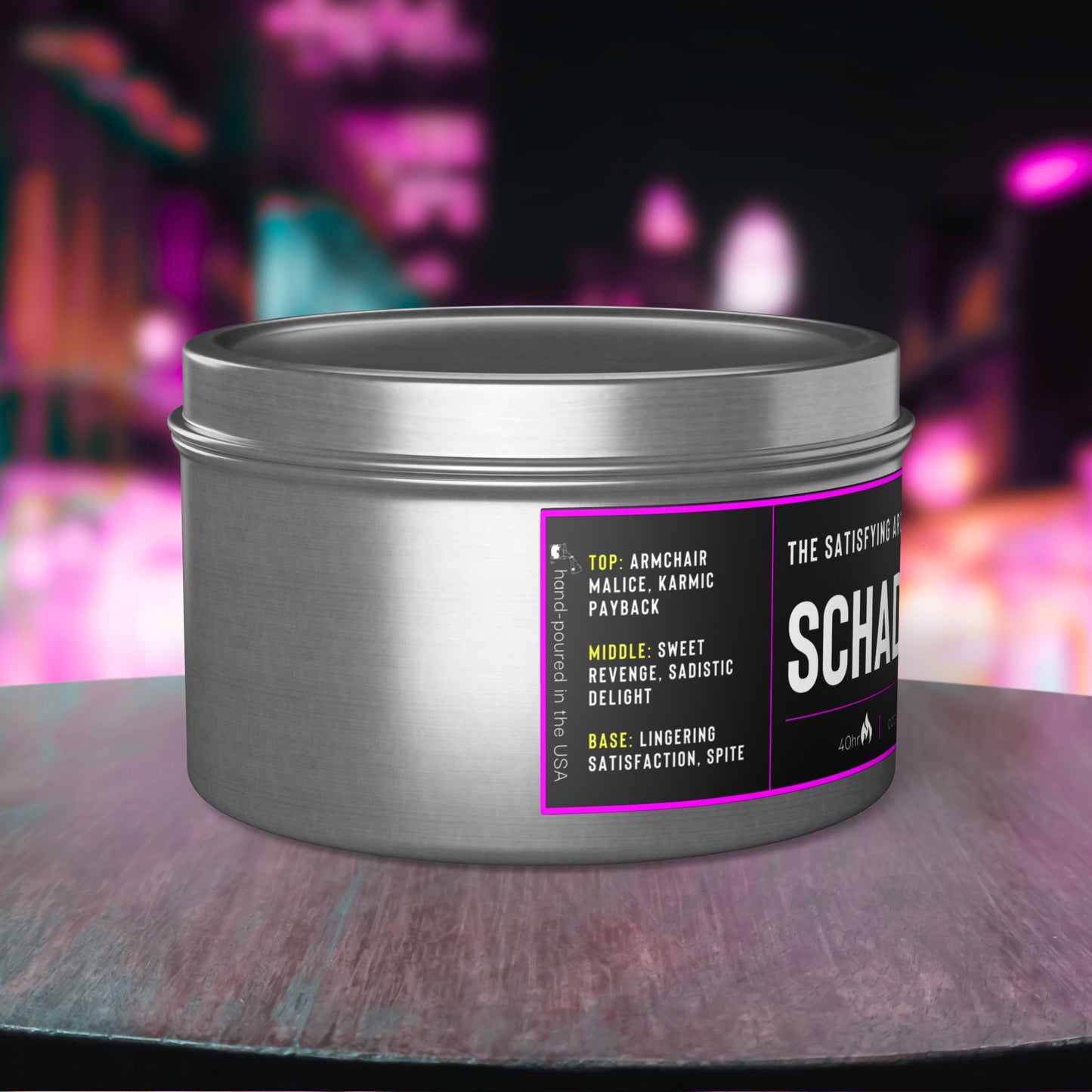 Schadenfreude | Aromatherapy Tin Candles