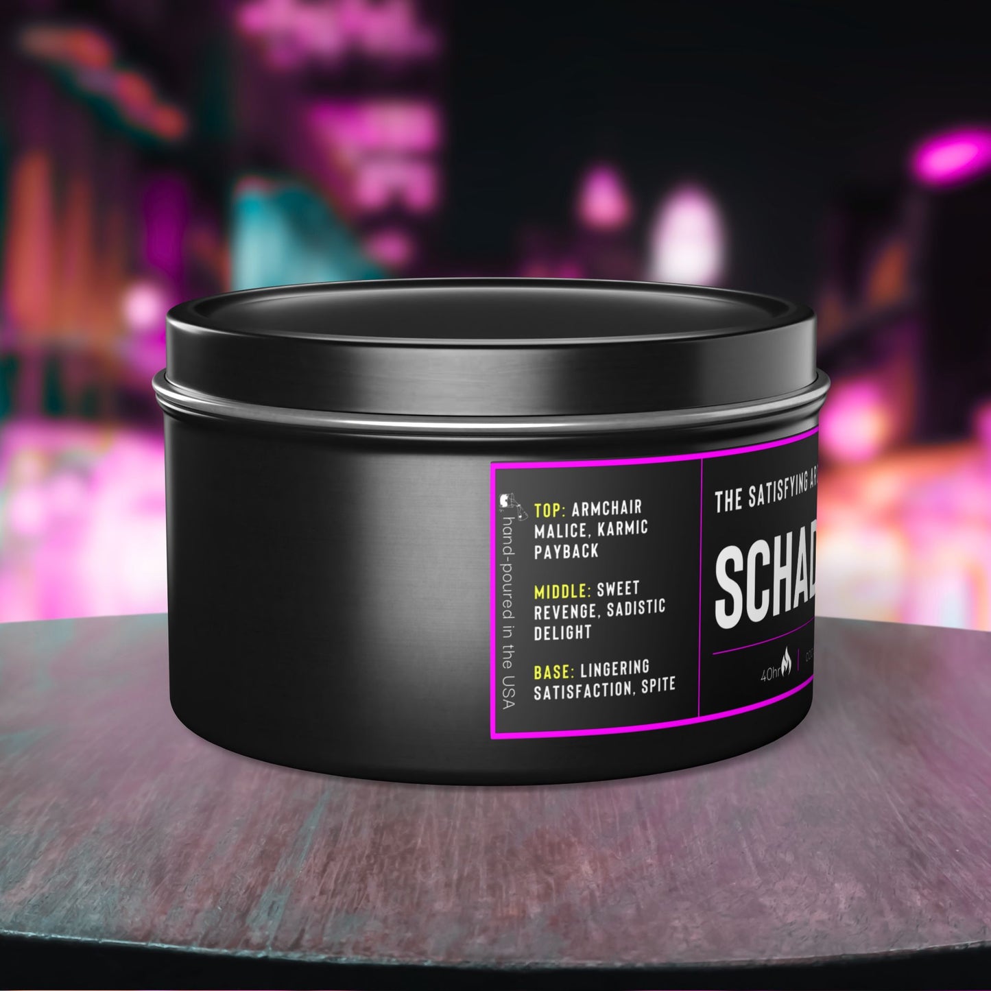 Schadenfreude | Aromatherapy Tin Candles