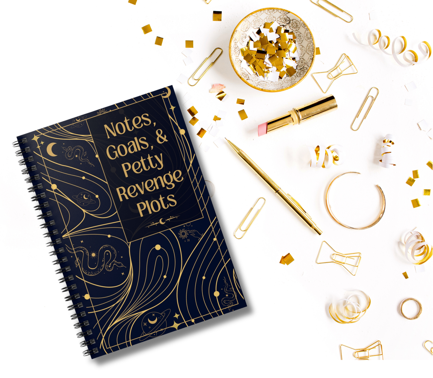 Cosmic Journal Funny Revenge Plots | Ruled Line Spiral Notebook