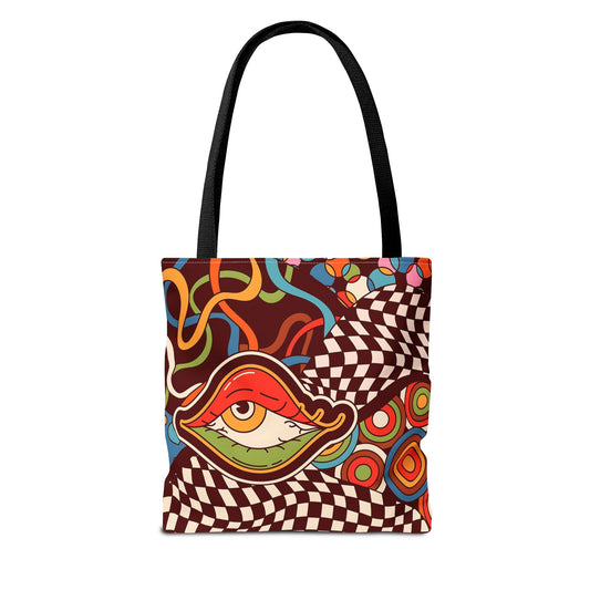 Canvas Tote - Emotional Baggage Trippy Checkerboard Design