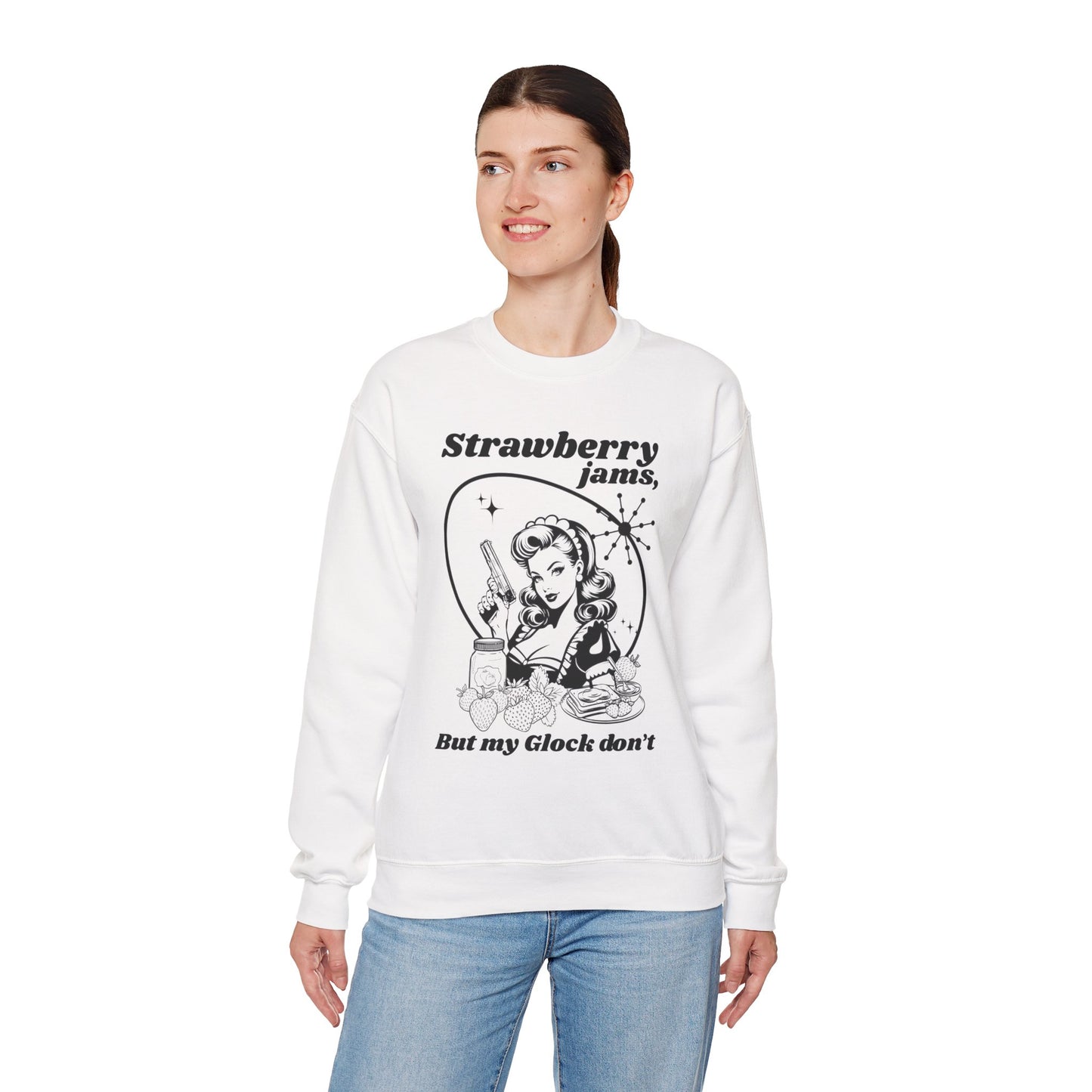 Vintage Pinup Strawberry Jam | Unisex Heavy Blend Crewneck Sweatshirt