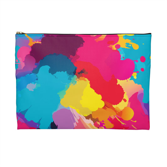 Zipper Pouch - 'Feral' Multicolor Paint Spatter Design