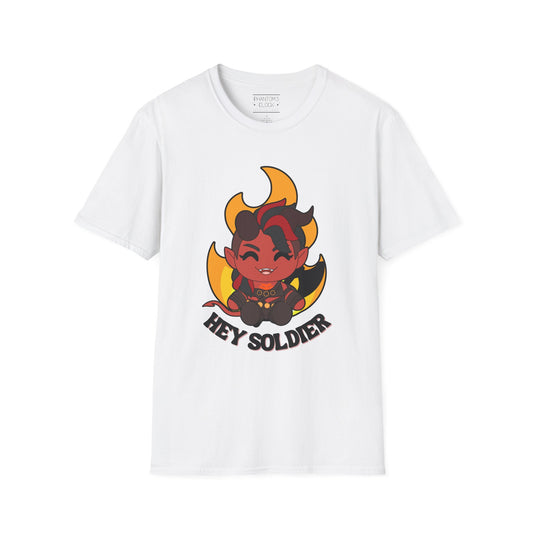 Hey Soldier Unisex Softstyle T-Shirt, Cute Graphic Tee, Casual Wear, Gamer Apparel, Gift for Him/Her, Fantasy T-Shirt