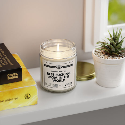 Funny Candle for Mother's Day - Best F-ing Mom In The World | Scented Coconut Apricot Wax Candle 9oz