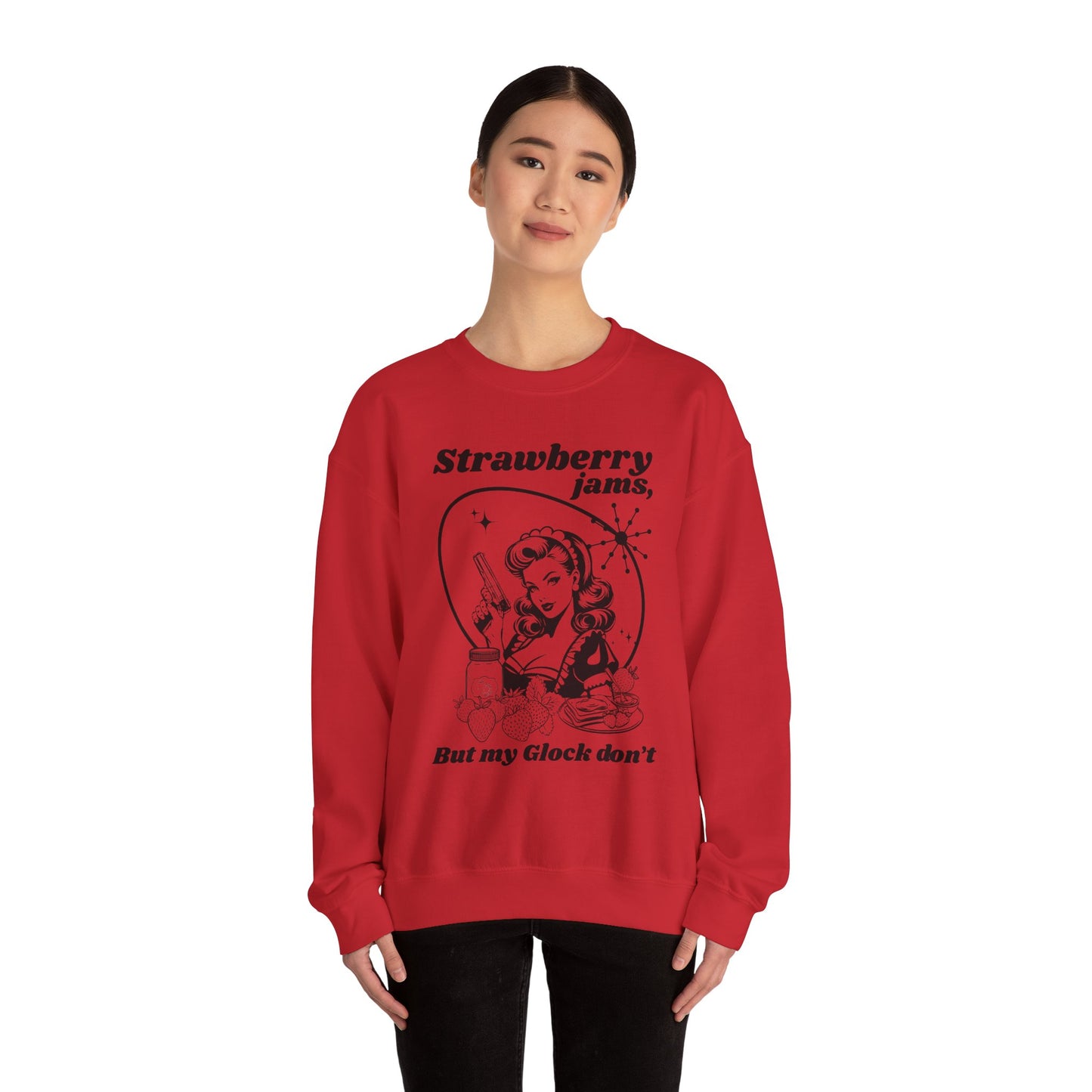 Vintage Pinup Strawberry Jam | Unisex Heavy Blend Crewneck Sweatshirt