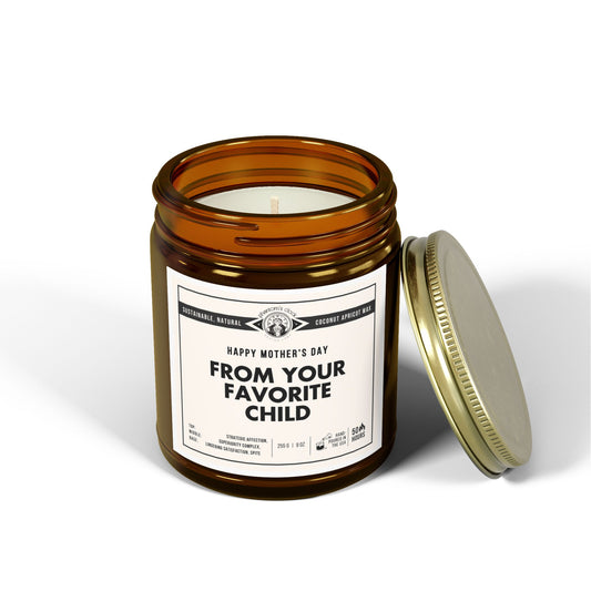 Funny Candle for Mother's Day - From Your Favorite Child | Scented Coconut Apricot Wax Candle 9oz